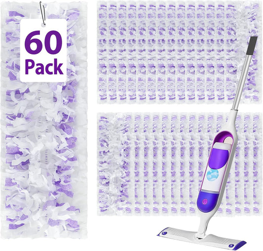 60 Count Disposable Power Mop Refills for Swiffer Power Mop, Extra Absorbent, Traps Dust & Hair, Fits All Swiffer PowerMop Models, PowerMop Wet Pads Rifill for Floor Cleaning
