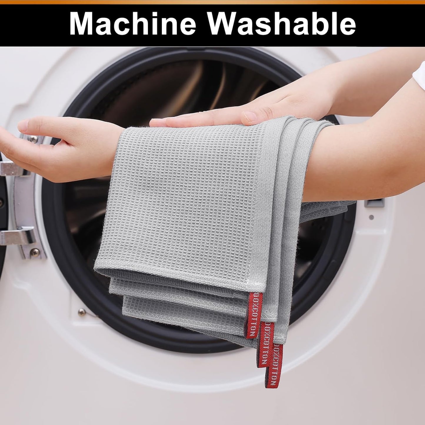 Homaxy 100% Cotton Waffle Weave Dish Cloths - 6 Pack Soft and Absorbent Dish Towels - 12 x 12 Inches Quick Dry Dish Rags - Light Grey