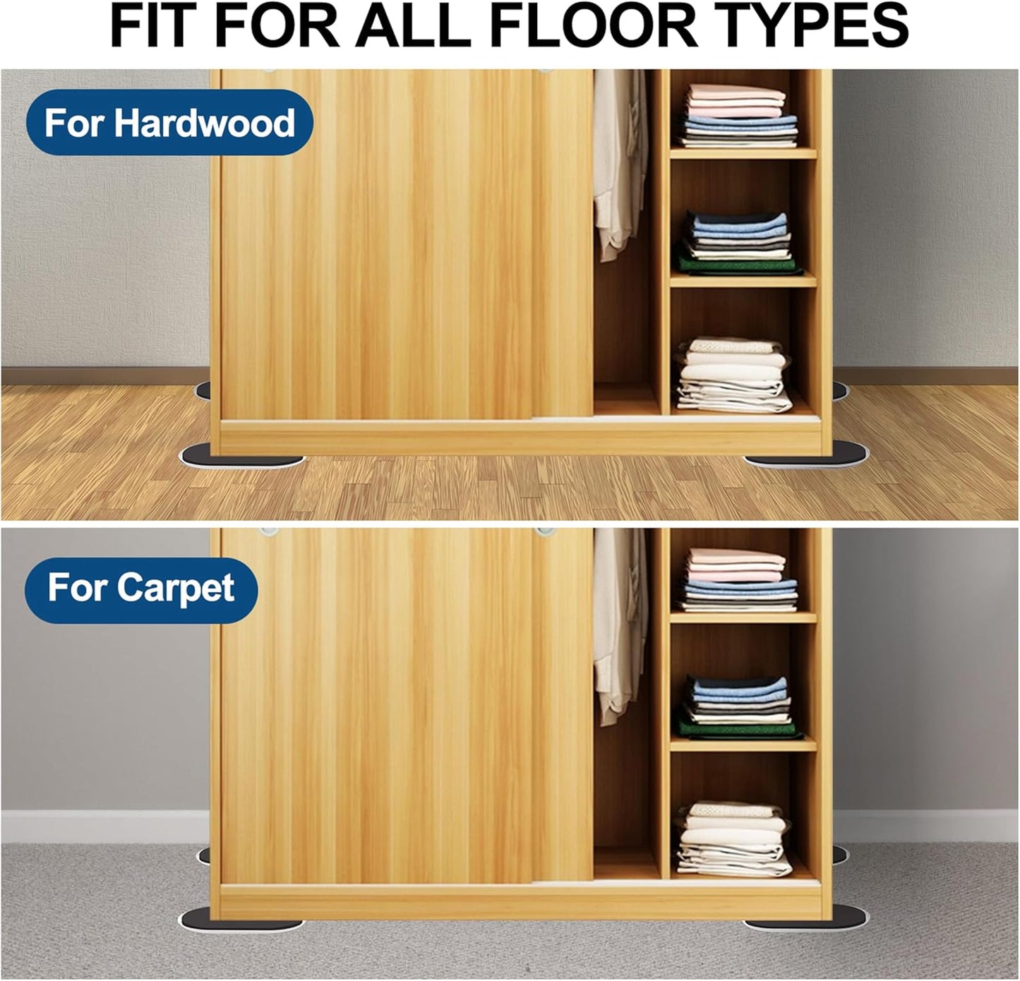 Reusable Large Furniture Movers Sliders for Carpet and Hardwood Floors-8 Pack 9-1/2" Oval Moving Pads Protector for Heavy Duty Sofa Bed Table Desk,Quickly and Easily Move Any Item, Beige