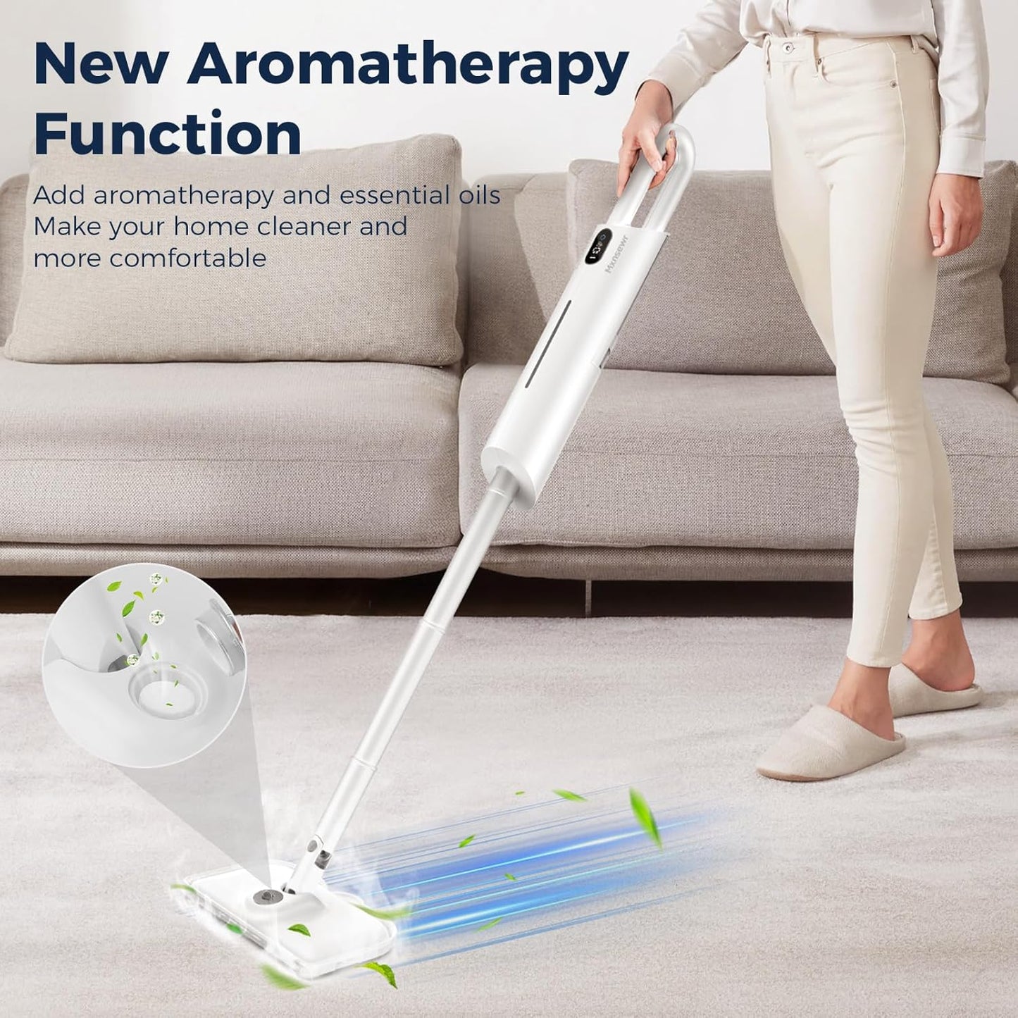 Steam Mop All-in-one for Floor Cleaning, MultiPurpose Steam Cleaner for Home with LED display screen, Detachable Handheld Floor Steamer with Scent Container and strap for Hardwood,Tiles and Carpet
