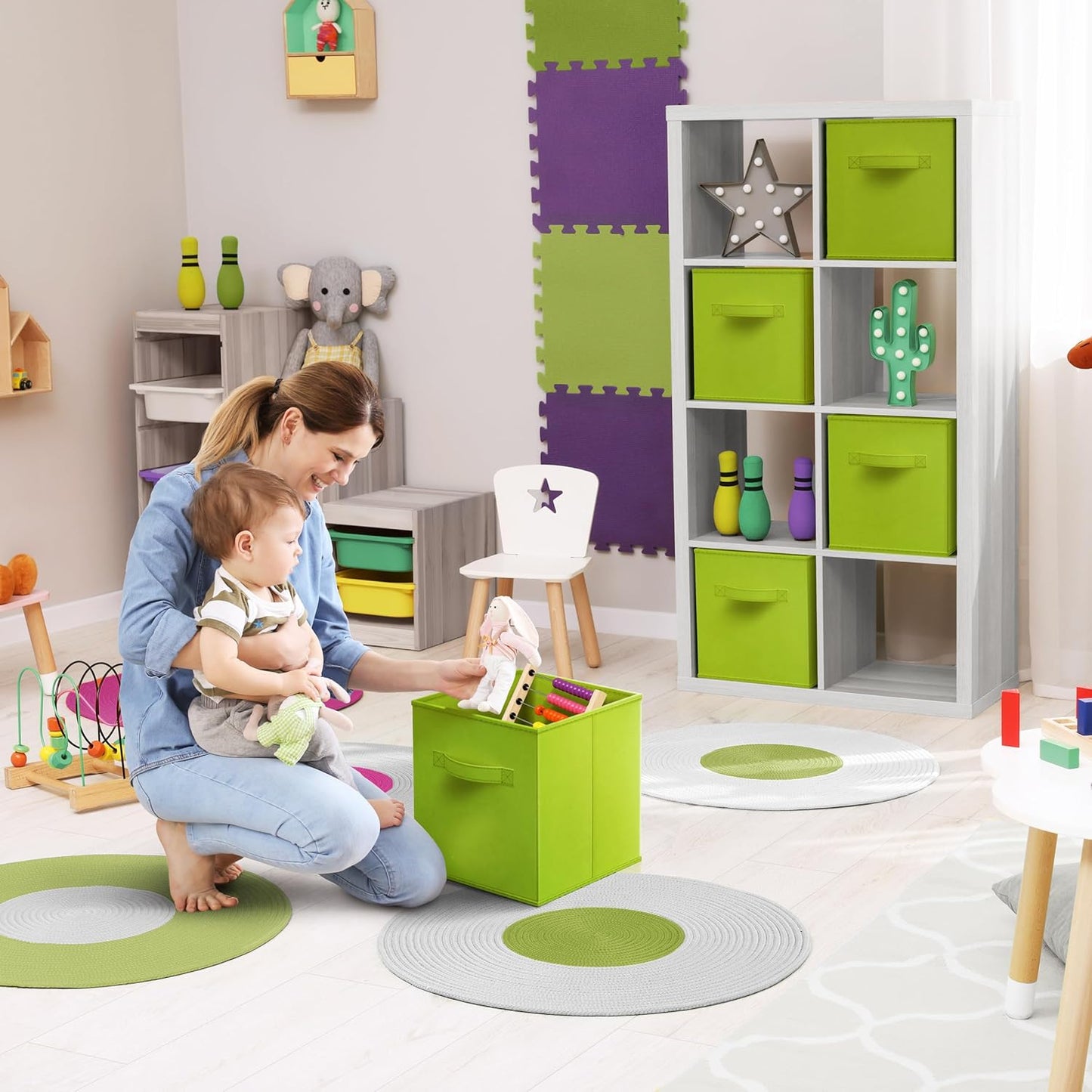 Sorbus Fabric Storage Cubes - 8 Foldable Storage Bins for Organizing Pantry, Cubbies, Toy Box - Clothes Storage & Closet Organizer - 11 Inch Collapsible Cube Baskets for Shelves with Handle