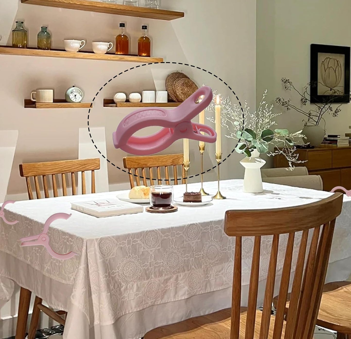 Plastic Clothes Pins Spring Clips Heavy Duty Laundry Clothespins Beach Towel Clips Clothes Pins Air-Drying Clothing Pin ，Set of 8 (Pink)