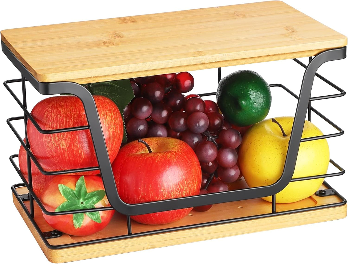 ALOCEO Extra Large Trash Bag Dispenser With Bamboo Top, Stainless Steel Stackable Garbage Bag Holder for Giant Trash Bags, Black