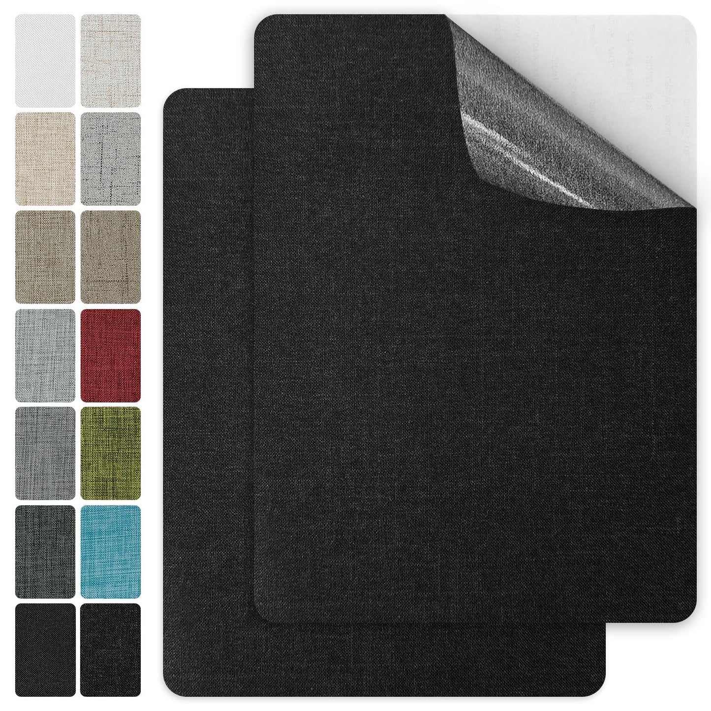 J.CARP 2Pcs Linen Repair Patches, Large Self-Adhesive Fabric Patch for Sofas, Couch, Furniture, Car Seats (8 * 11 inches-2PCS Floral Black)