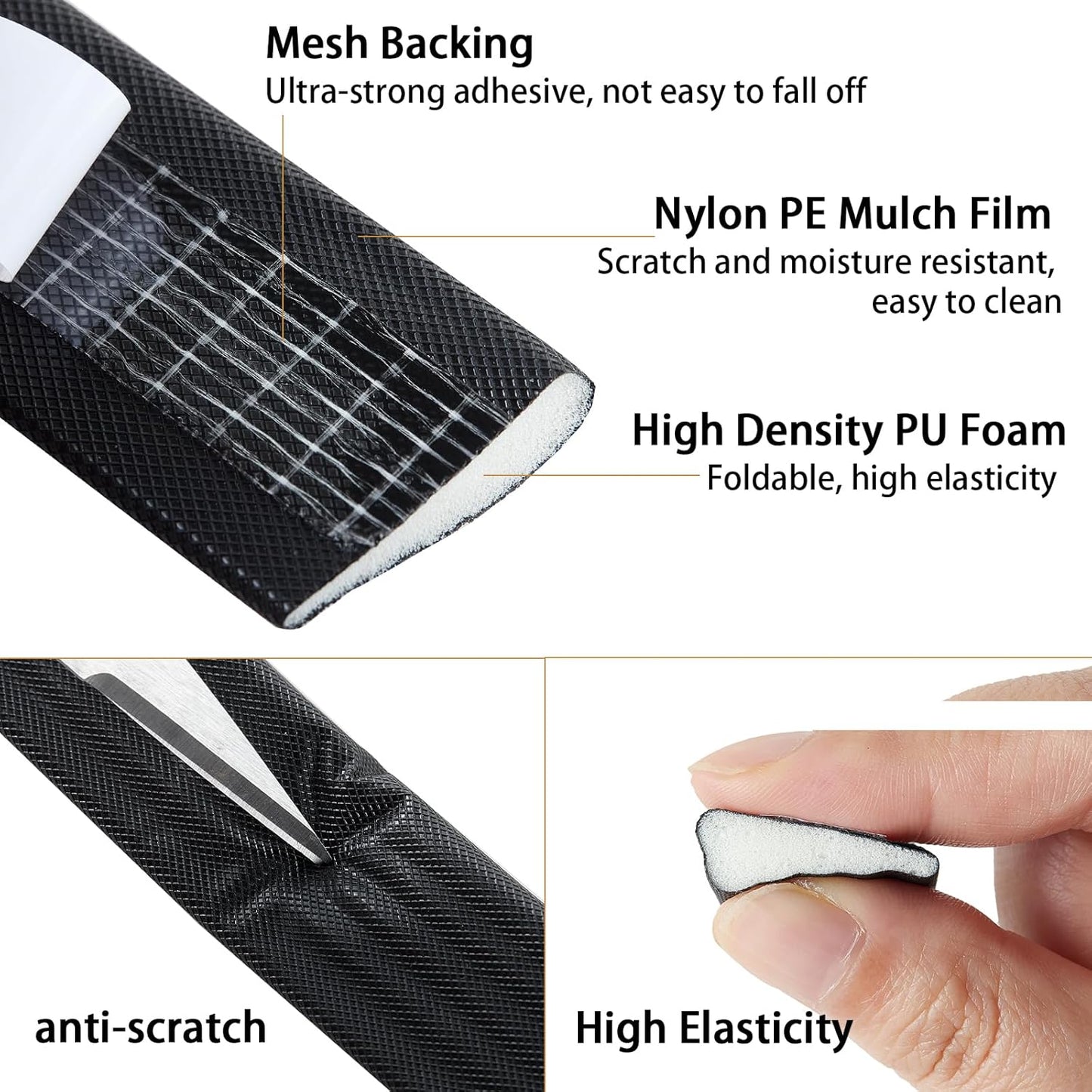 QDiShi 196" Wedge-Shape Weather Stripping Door Seal Weatherproof Foam Seals Self Adhesive Insulation Anti-Collision Strip Soundproofing Frame Insulation Tape Fits 0.13-0.31" Gaps(Black)