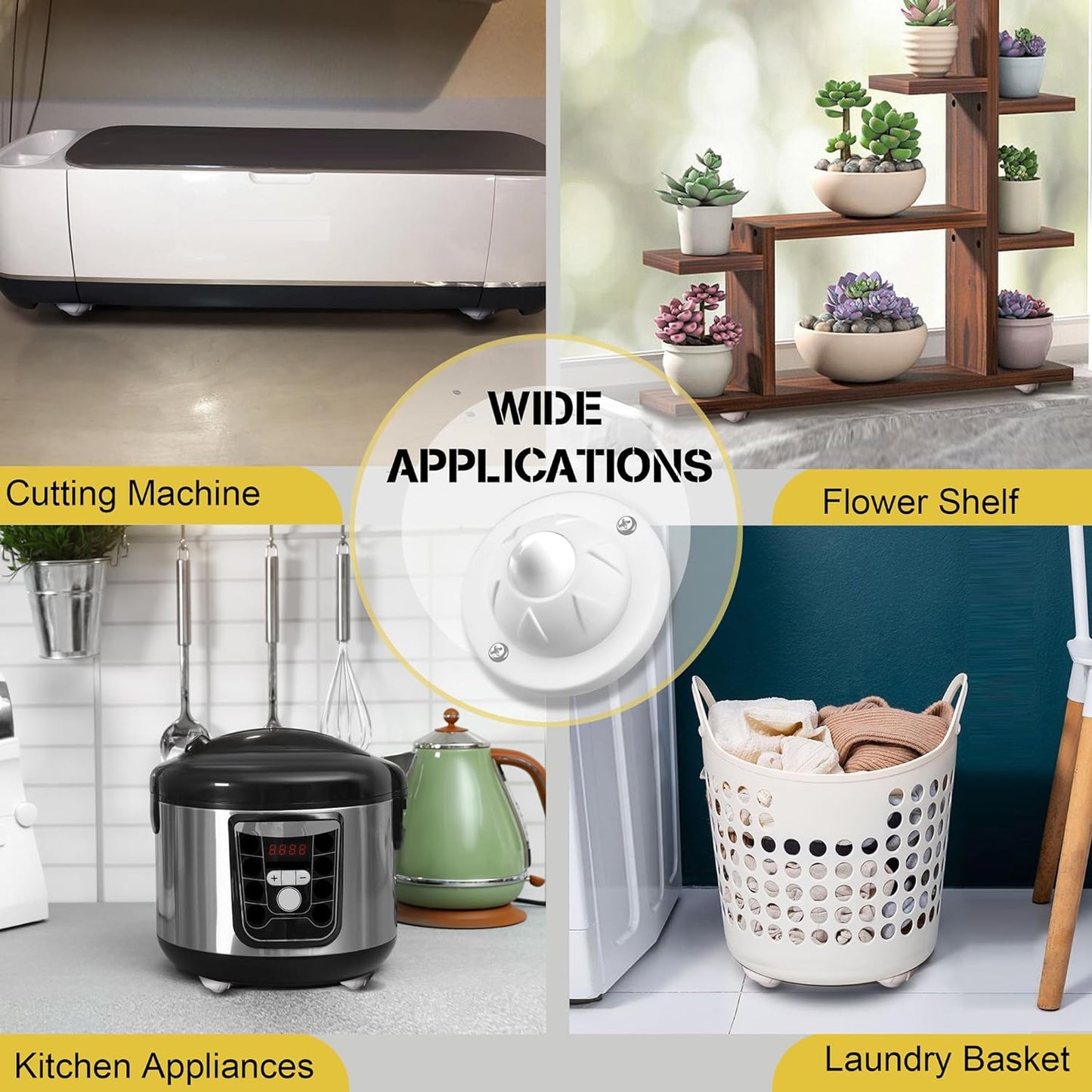 PlusRoc 12 Pack Self Adhesive Caster Wheels For Appliance, Load Capacity 14LBS Per Wheel, Mini Swivel Wheels Sliders Roller For Stand Mixers Air Fryers