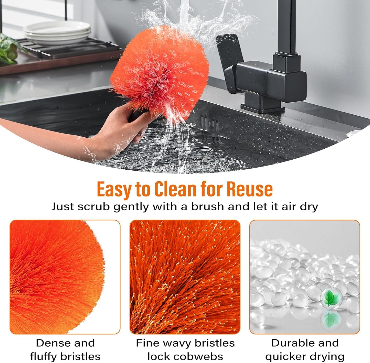 30FT Reach Cobweb Duster with Extension Pole,Spider Web Brush for Cleaning with 5-24FT Telescoping Pole,5-Stage Lightweight & Sturdy Telescopic Web Cobweb Duster Pole for Outdoor Indoor Use