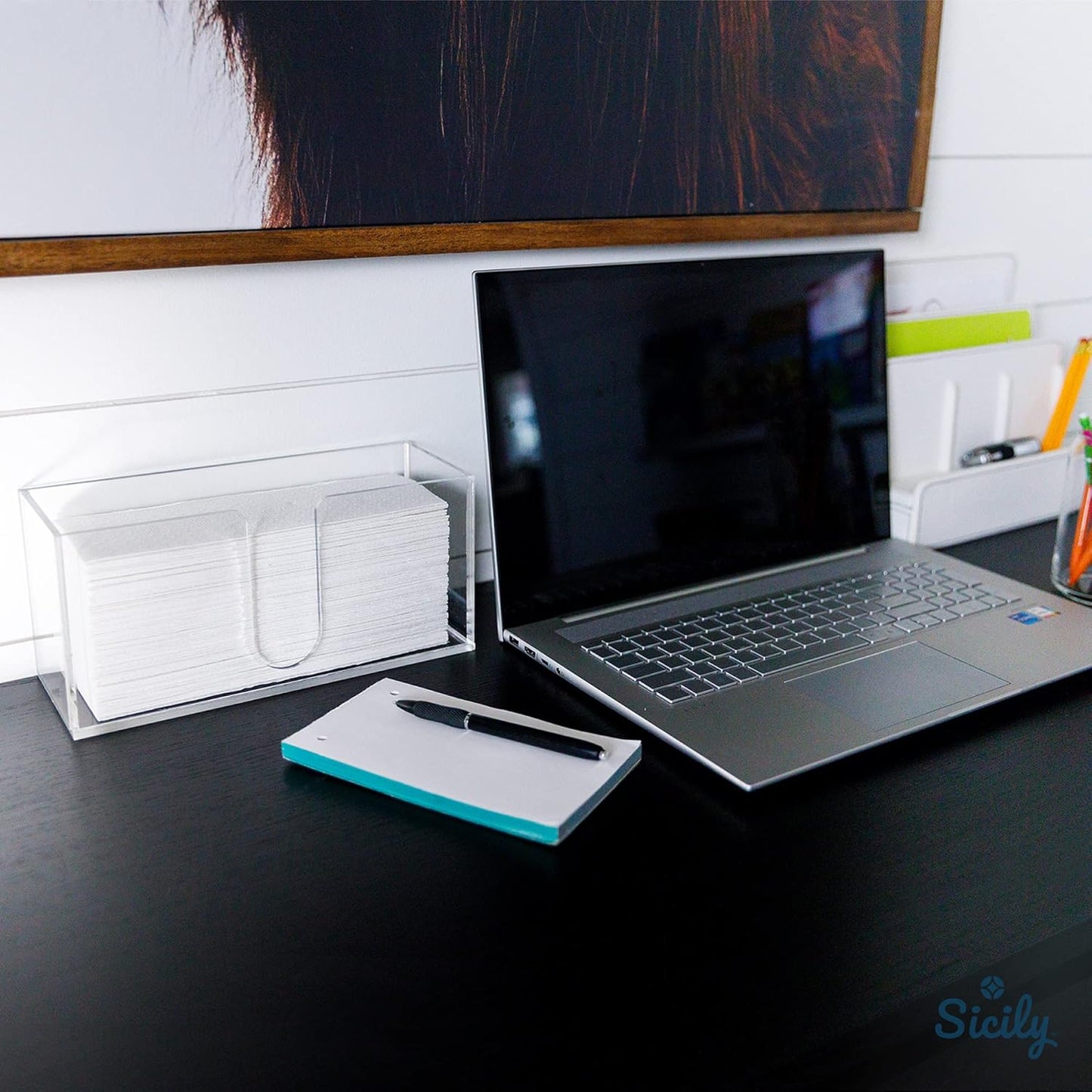 Acrylic Paper Towel Holder (5mm Acrylic) Paper Towel Dispenser Countertop-Bathroom, Kitchen (10.75”W x 4.125”D x 5”H) Napkin Holder-Tri-fold Disposable Napkins Home, Restaurant