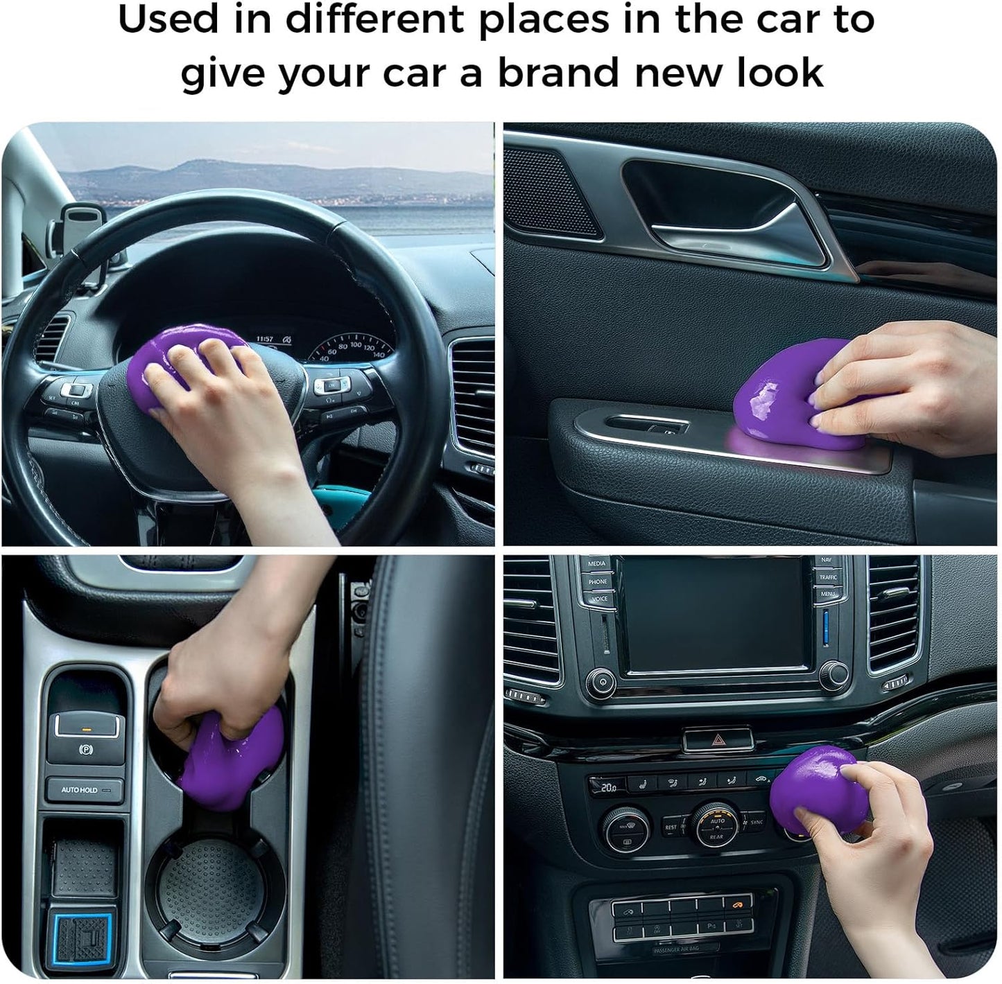 COLORCORAL Cleaning Gel for Car Universal Gel Cleaner Auto Detailing Car Vent Keyboard Cleaning Putty Car Interior Cleaner Dashboard Dust Remover Putty Auto Duster Cleaning Kit 160G - Purple
