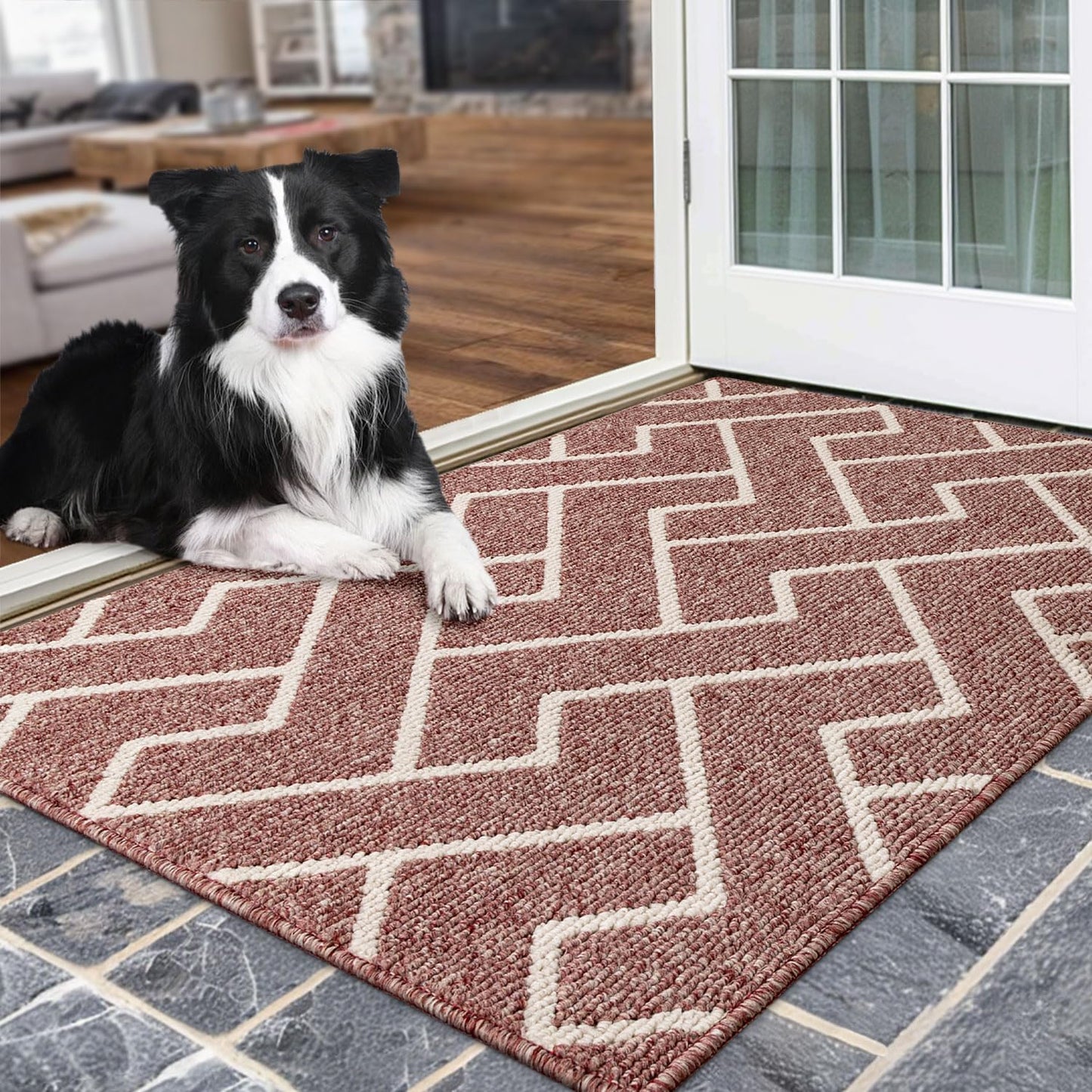 hicorfe Indoor Doormat,Front Back Door Mat Rubber Backing Non Slip Door Mats 36"x59" Absorbent Resist Dirt Entrance Doormat Inside Floor Mats for Entryway Washable Low-Profile(Light Pink)