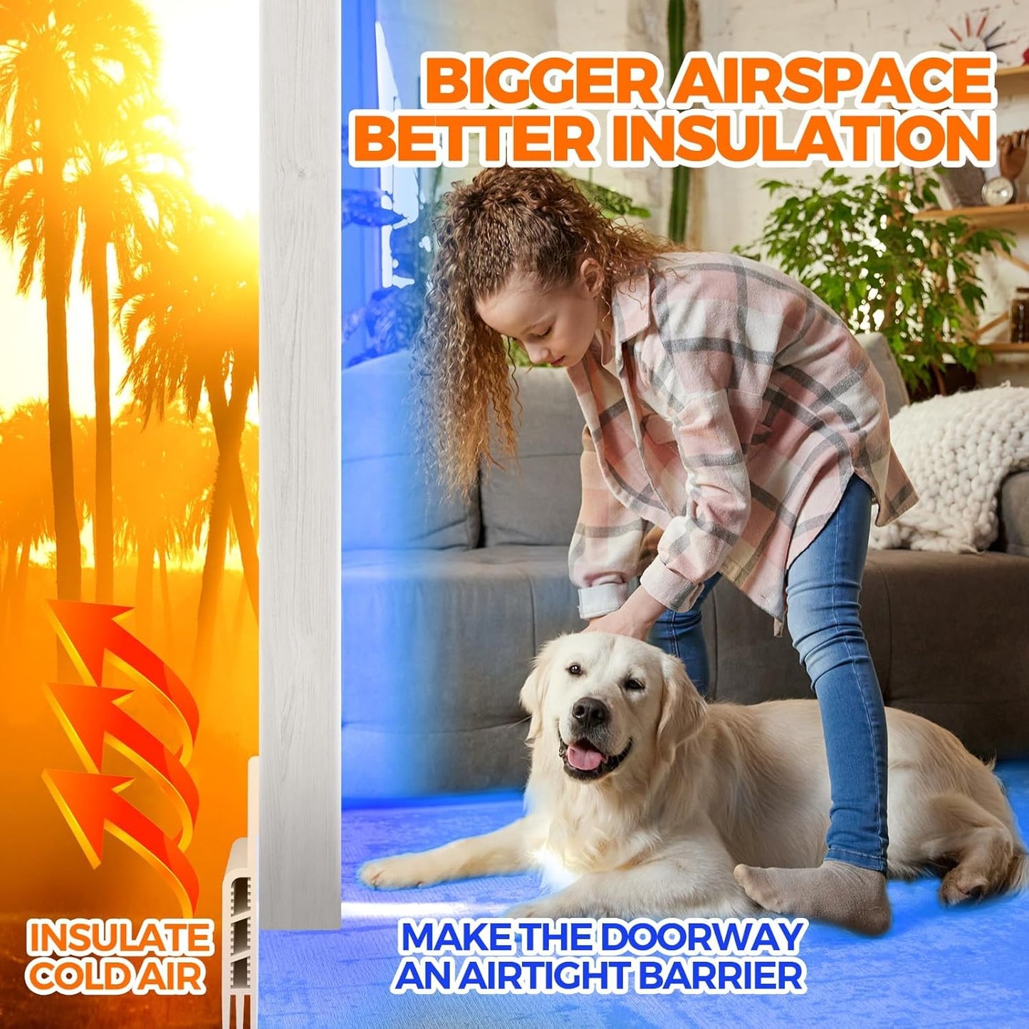 Holikme Door Draft Stopper Under Door Draft Blocker Insulator Doors Sweep Weather Stripping Noise Stopper Strong Adhesive, Transparent