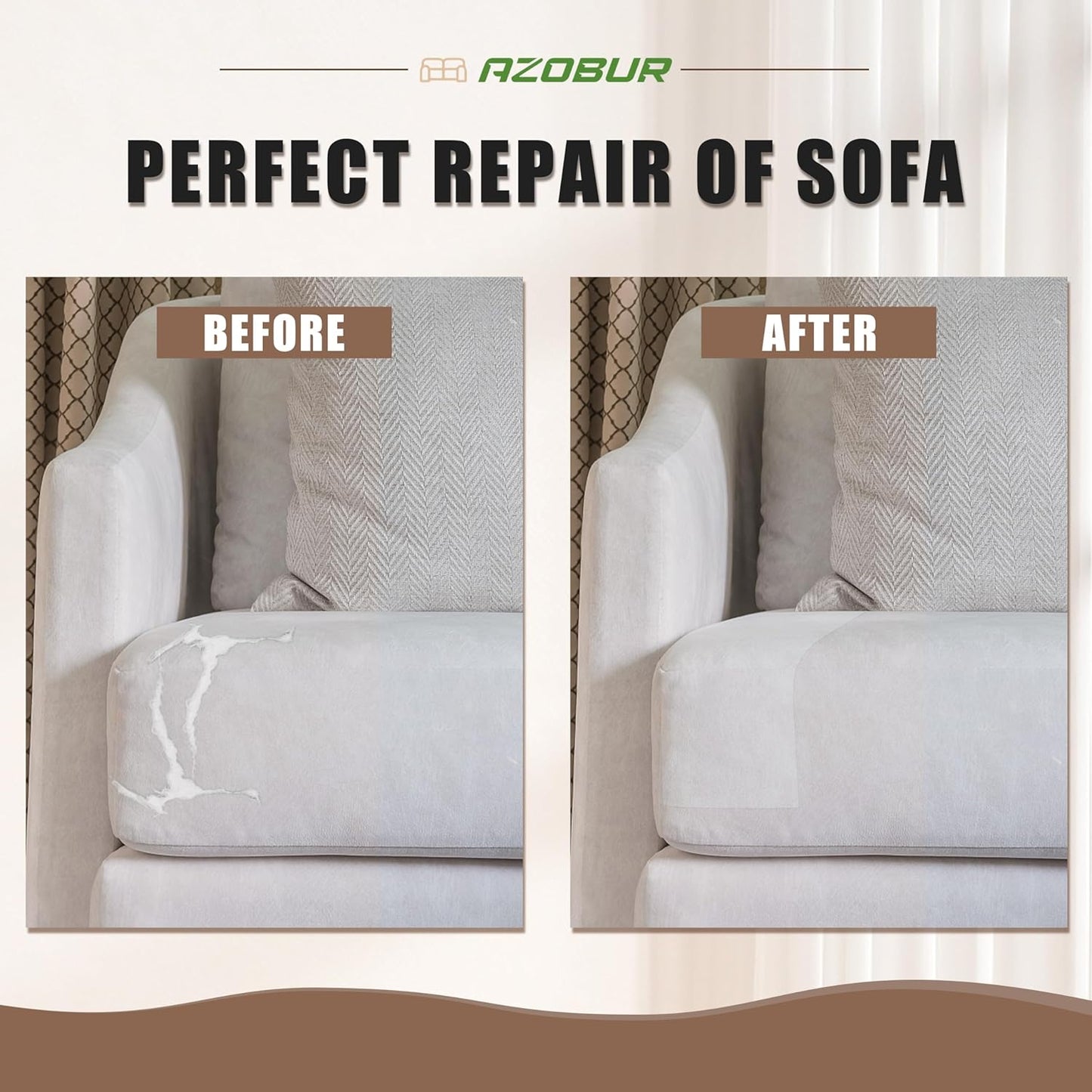 Azobur Fabric Couch Repair Patch 8.3 x 11 inches,Self-Adhesive Fabric Repair Patch for Furniture,Handbag,Sofa,Car Seats-(Green)