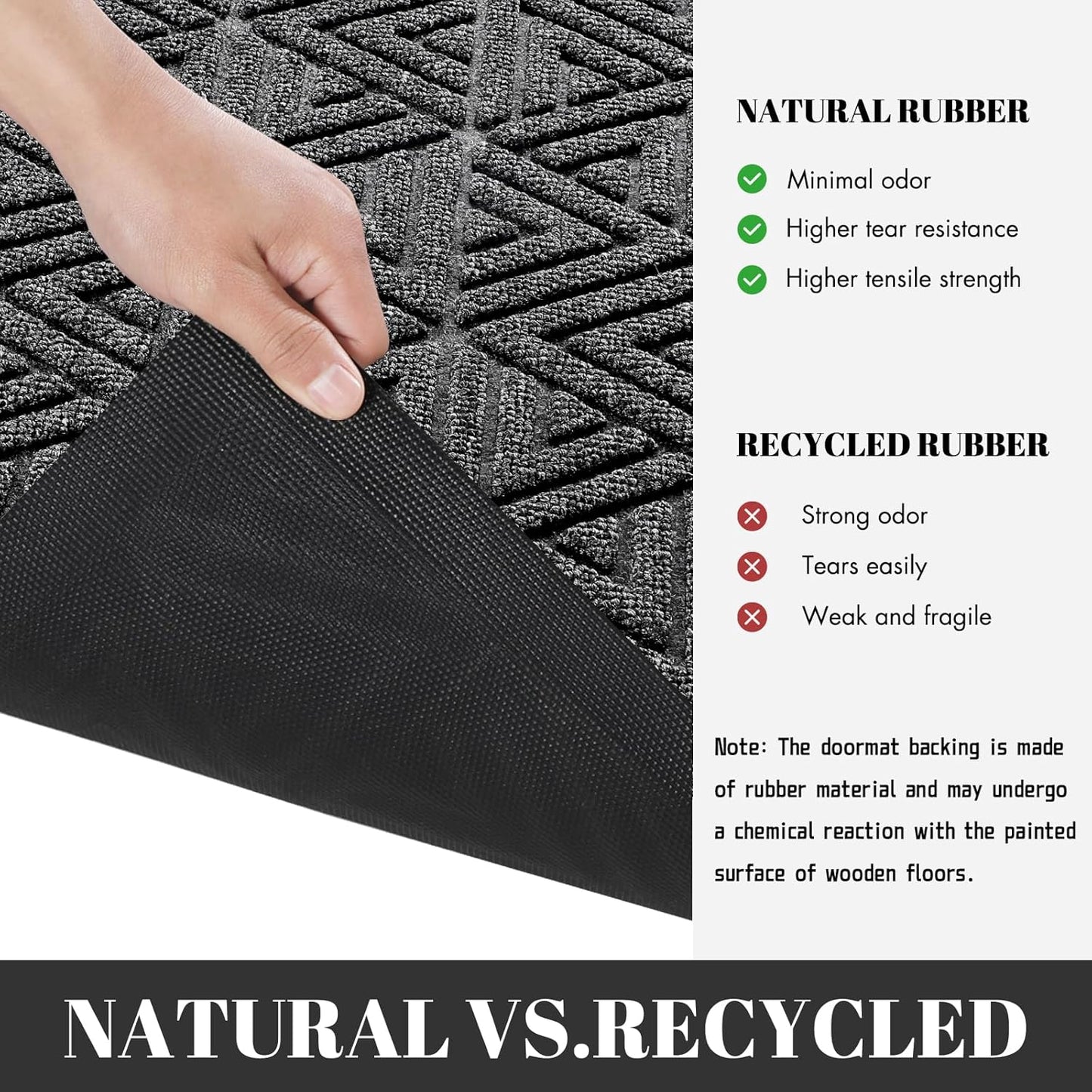 Yimobra Large Door Mat 36x24, All-Weather Waterproof Non-Slip Welcome Matt Outdoor, Heavy Duty Non Slip Doormat for Entryway for Patio and Garage Indoor, Easy Clean, Mix Grey