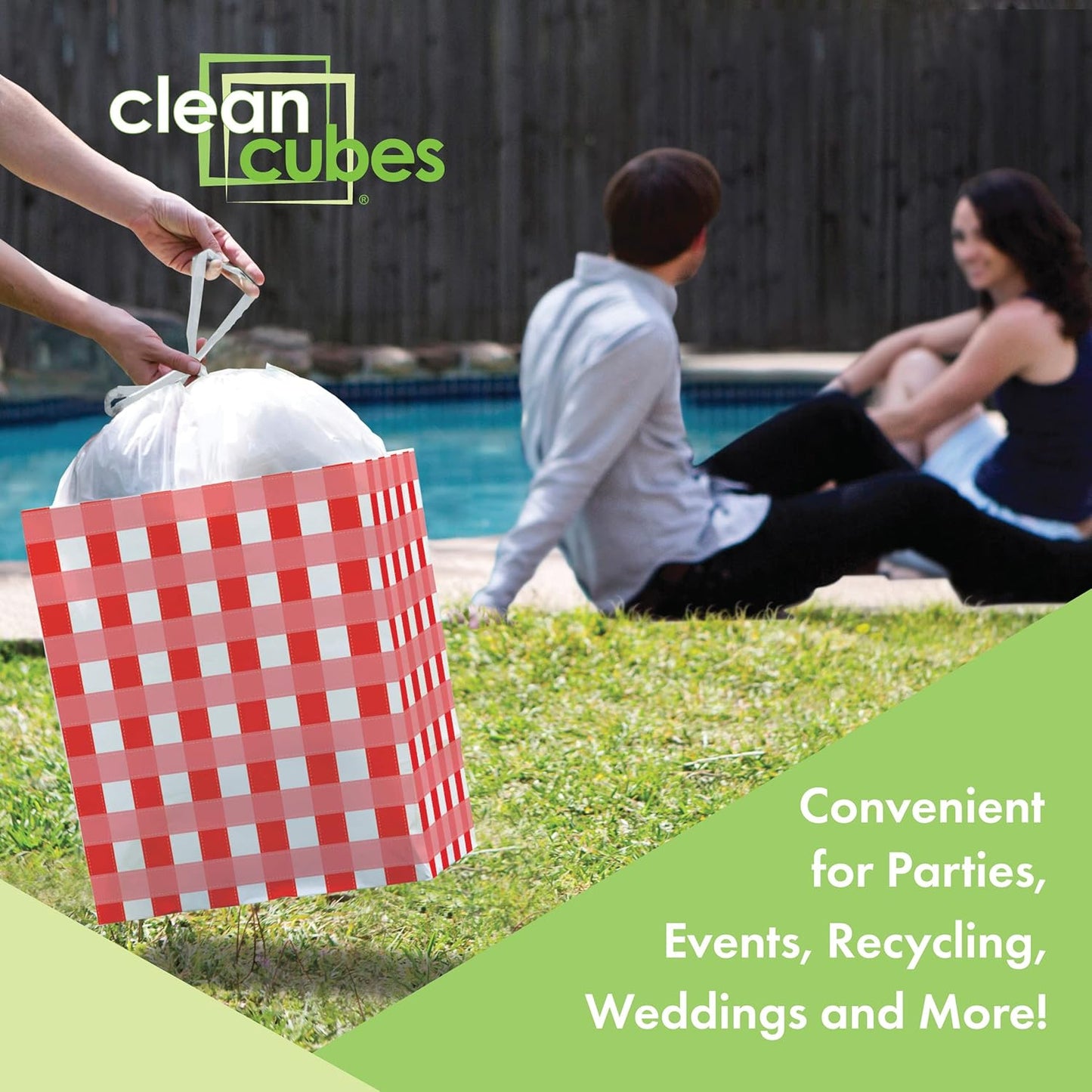 13 Gallon Disposable Pop-Up Trash Cans (3-Pack) with Fitted Bags – Foldable Garbage & Recycling Bins for Parties, Events & Kitchen (Picnic, 17" H x 13.5" W x 10" D)