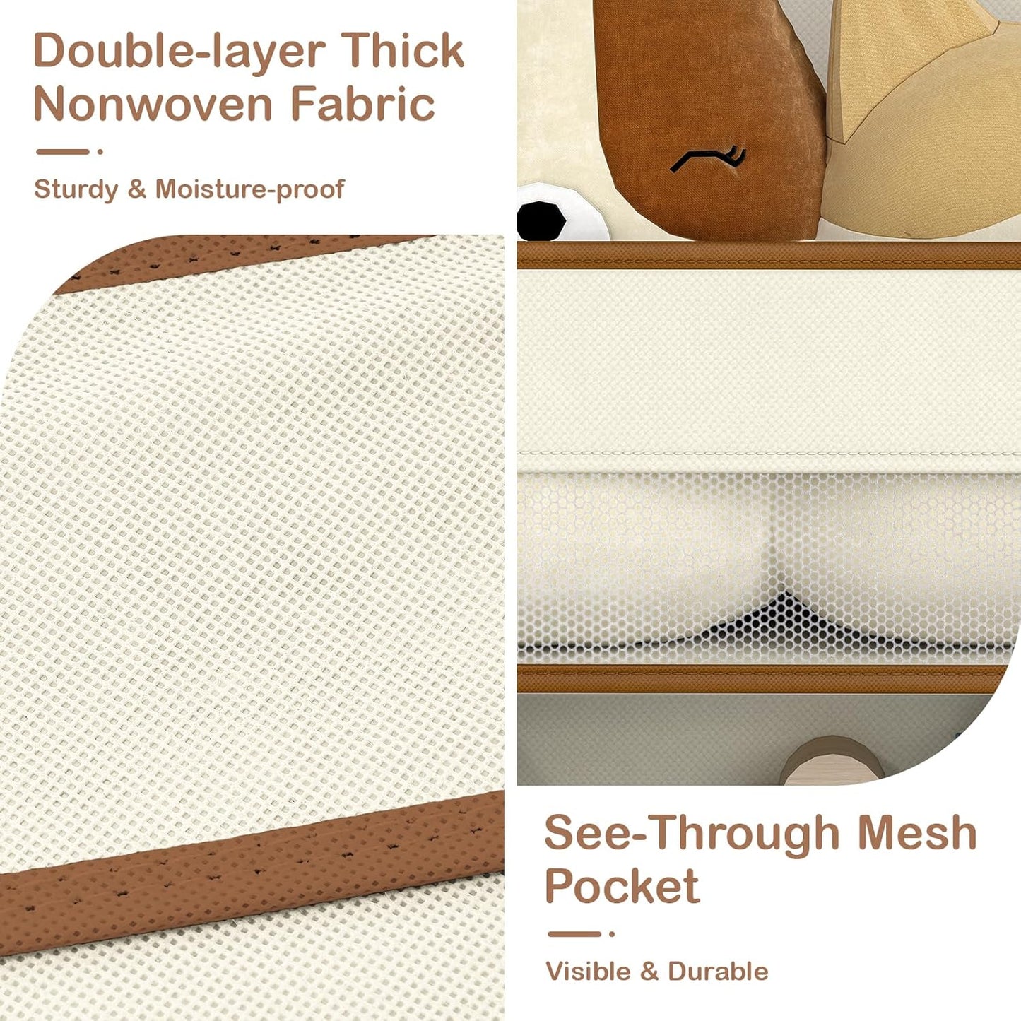 LAMU 5 Tier Over the Door Organizer Hanging, 5 Large Pockets and 10 Side Pockets Behind Door Storage for Baby Toys, 44lbs Back of Door Organizers Shelf for Closet, Nursery and Bathroom, 1 Pack (Beige)