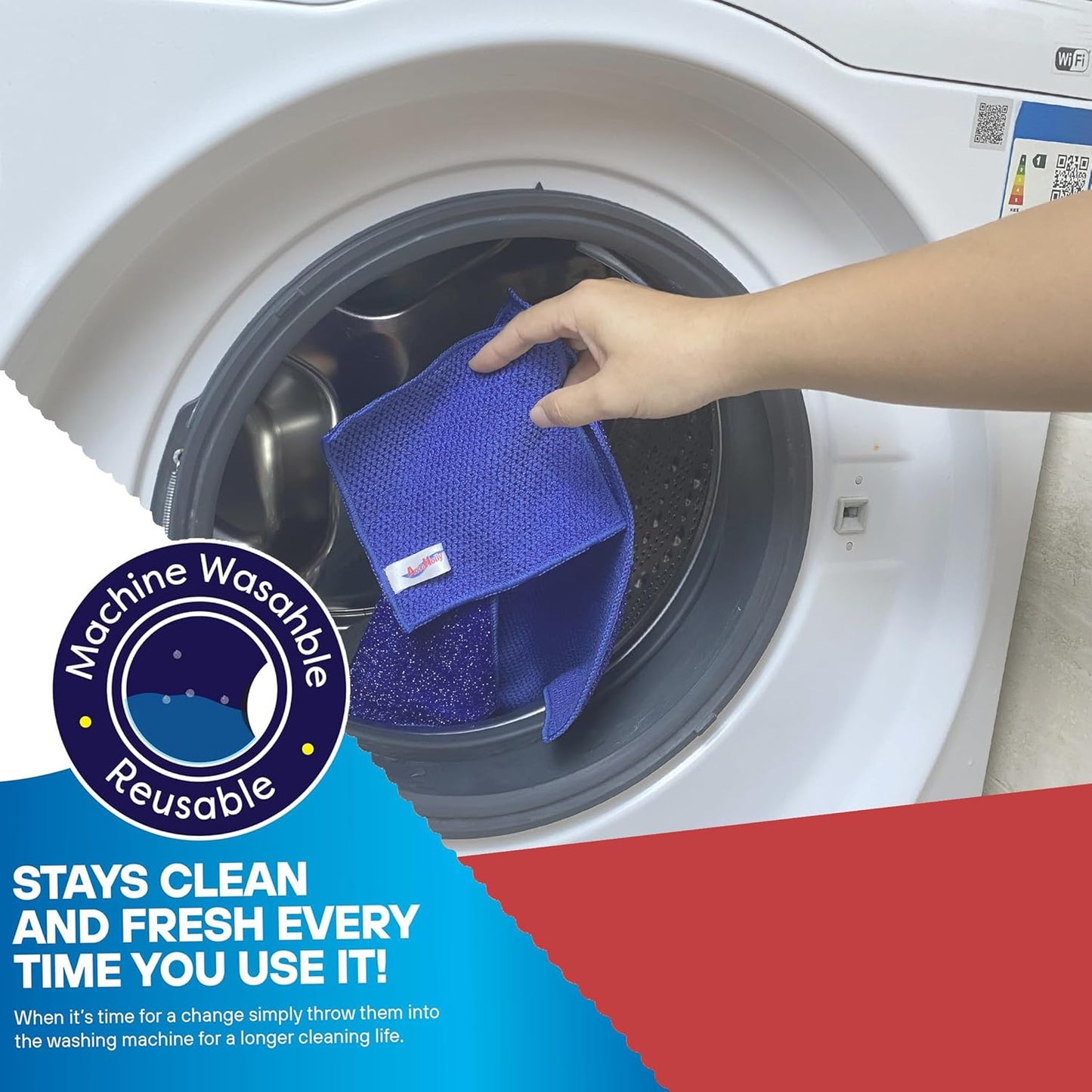 24 Pack Microfiber Scrub Dish Cleaning Cloth, Non-Scratch, Reusable & Durable for Dish Pan Pot Cooktop Stovetop Counter Kitchen, Machine Washable, 5.5 x 5.5 Inch, Blue & Green Color Assorted