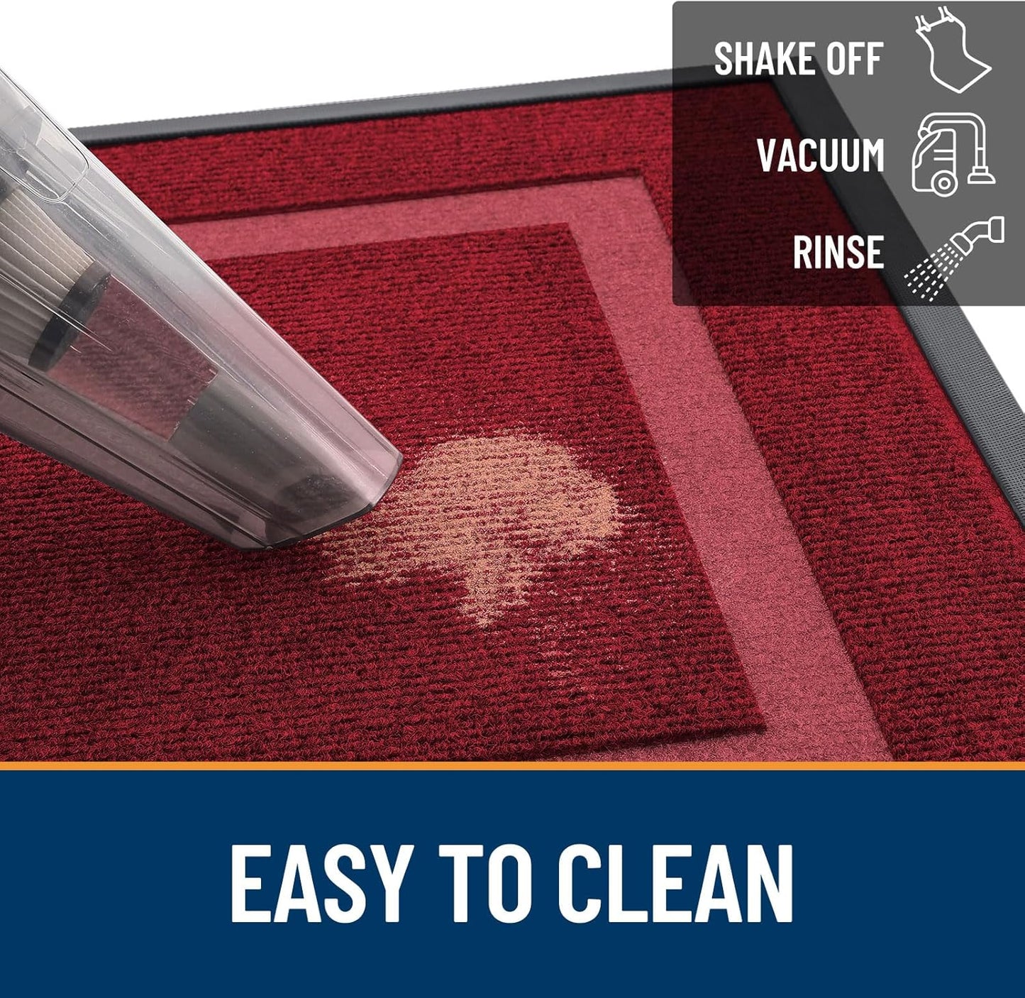 OLANLY Front Door Mat Indoor Outdoor Entrance, Waterproof All-Season, All-Weather Doormat, Sturdy Natural Rubber, Fade Resistant, Low Profile, Easy Clean Patio Porch Entryway Mat, 47x32, Wine Red