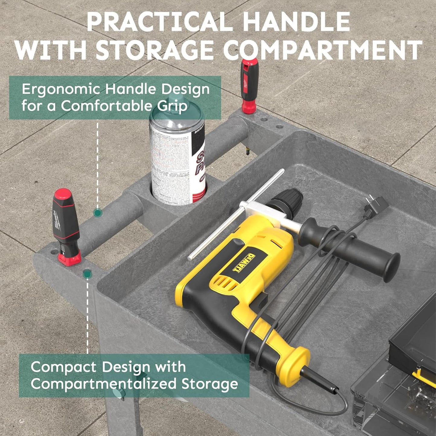 Utility Cart on Wheels, 1000 lbs Capacity Rolling Service Cart, 34 x 17 Inch Work Carts, 2 Shelf Heavy Duty Plastic Tool Cart, Lipped Shelves, for Warehouse, Garage, Cleaning, Gray