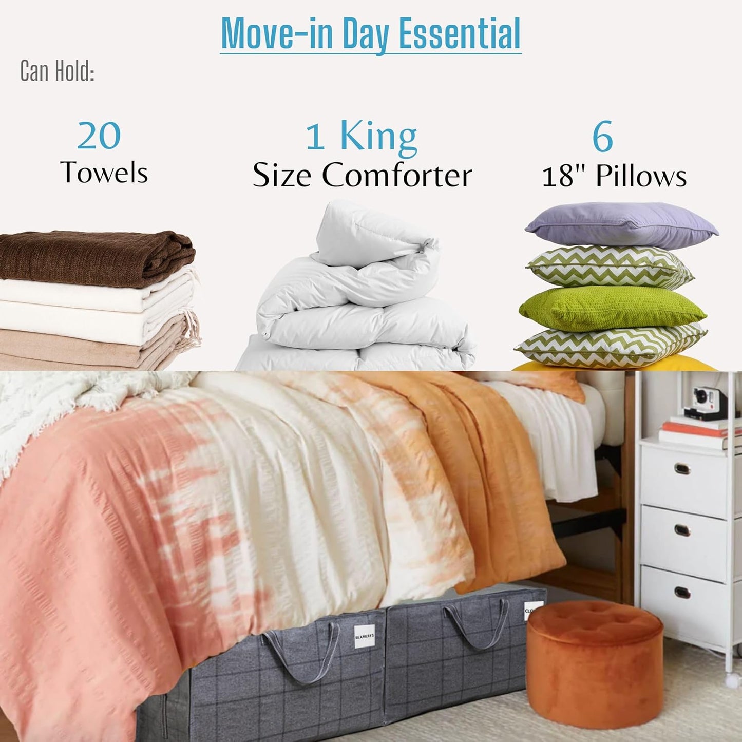 VENO 8 Pack Moving and Storage Bags, Heavy Duty, Alternative to Moving Boxes, Large Packing Totes Supplies for College Dorm Room with Zipper for Clothes, Wide Open Design (Windowpane, 8 Pack)