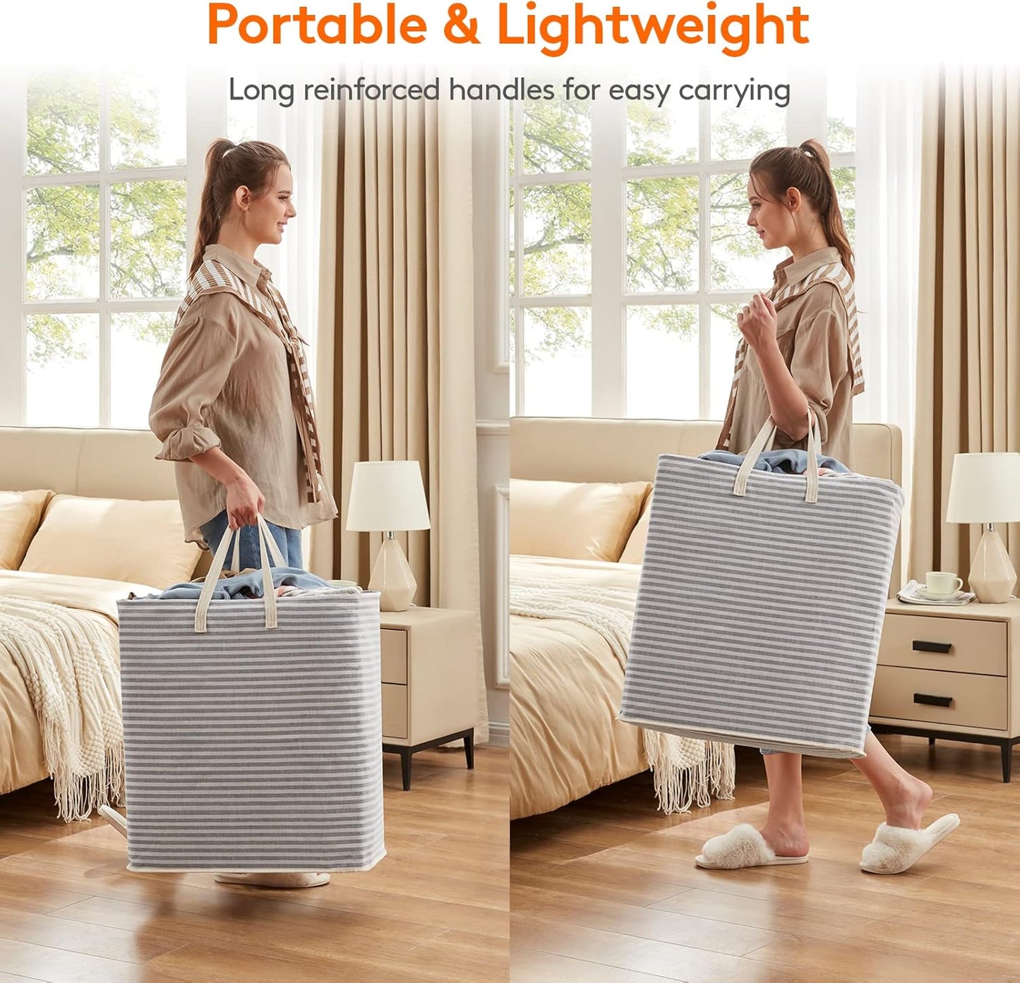 Lifewit 2 Pack Laundry Hamper Large Collapsible Laundry Baskets, Freestanding Waterproof Clothes Hamper with Easy Carry Handles in Laundry Room Bedroom Bathroom College Dorm for Adults, Gray, 2 x 100L