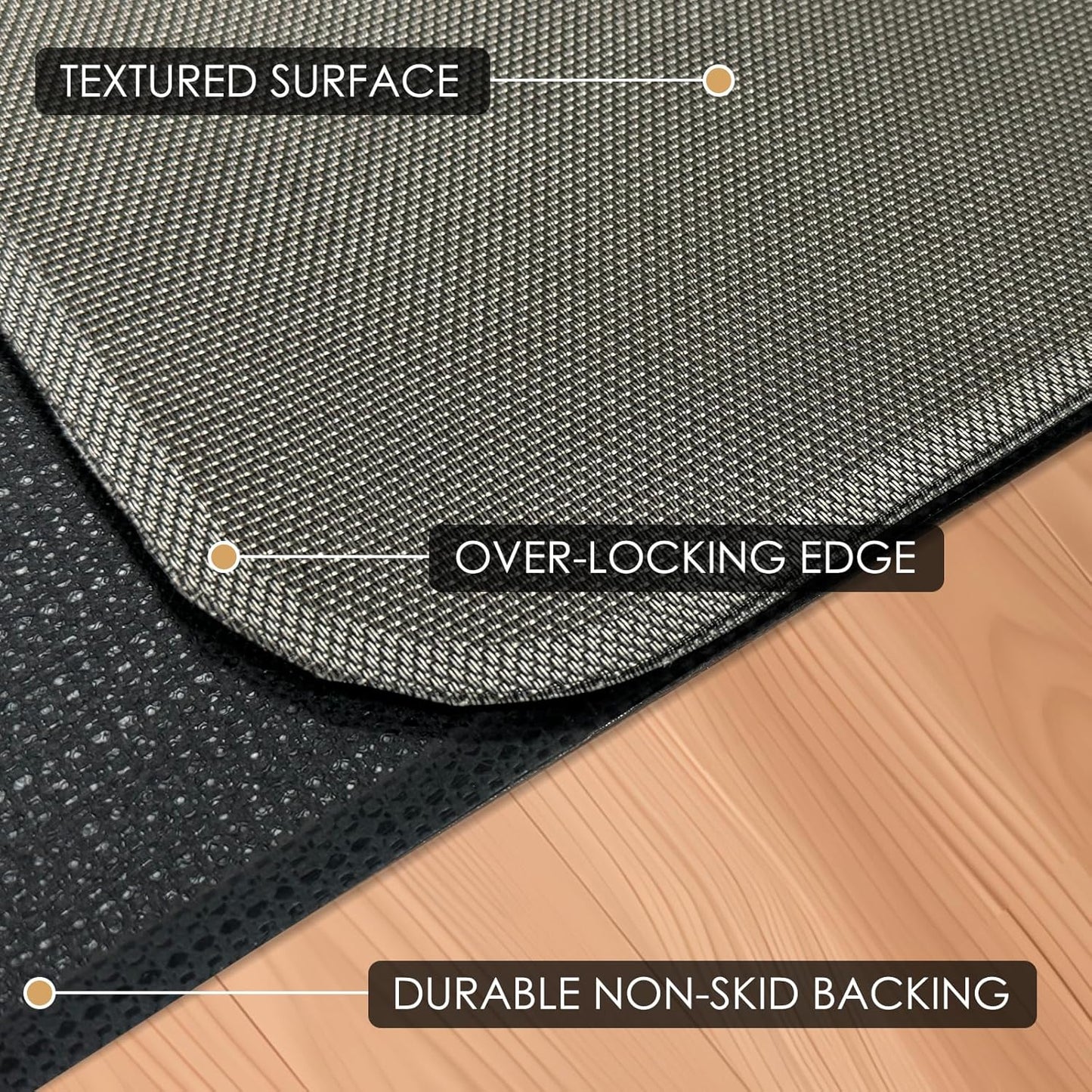 Kuyal Office Chair Mat for Hardwood Floor,44" x 58" Heavy Duty Desk Chair Mat for Office & Home, Anti Slip, Non-Curve Computer Chair Protector Mat, Light Brown