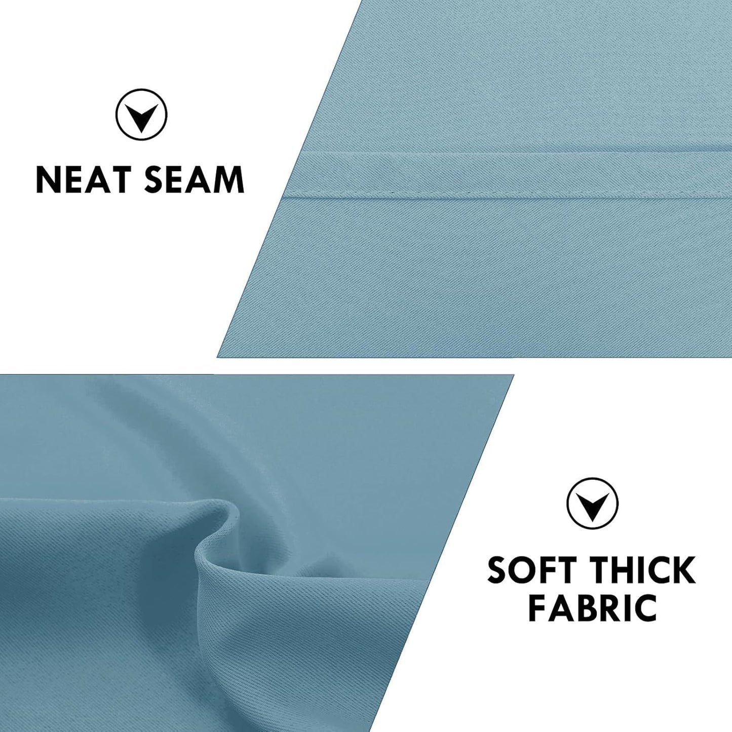 DWCN Blackout Curtains for Living Room Thermal Insulated, Energy Saving & Noise Reducing Bedroom Curtains, Stone Blue, W 38x L 63 Inch, Set of 2 Rod Pocket Curtain Panels