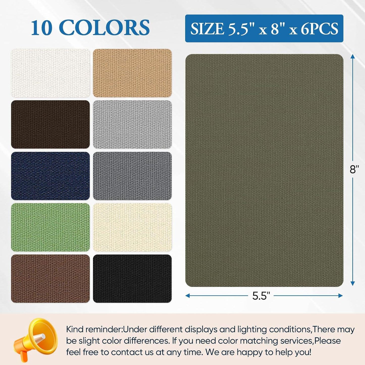 Canvas Repair Patch 5.5 x 8 Inches 6Pcs Self-Adhesive Waterproof Canvas Patch Kit for Repairing Tents,Sofas,Boat Covers,Camping Chair,Awnings,Car Seats.（Army Green）