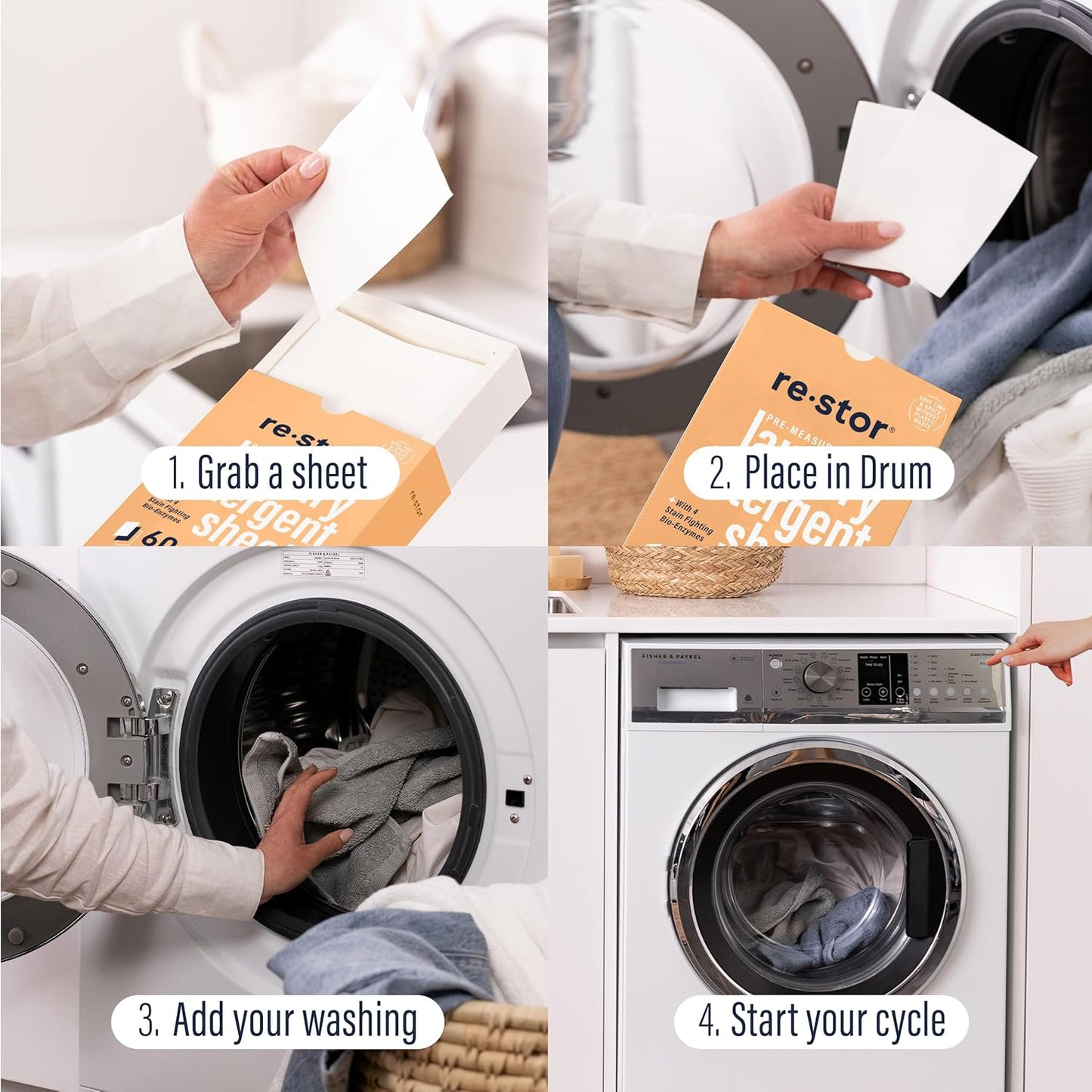 restor Laundry Detergent Sheets Tropical Breeze 180 Loads | Eco Friendly Plastic Free Travel Laundry Washer Sheets | Superior Stain Fighting Washing Detergent sheets Number One in Australia