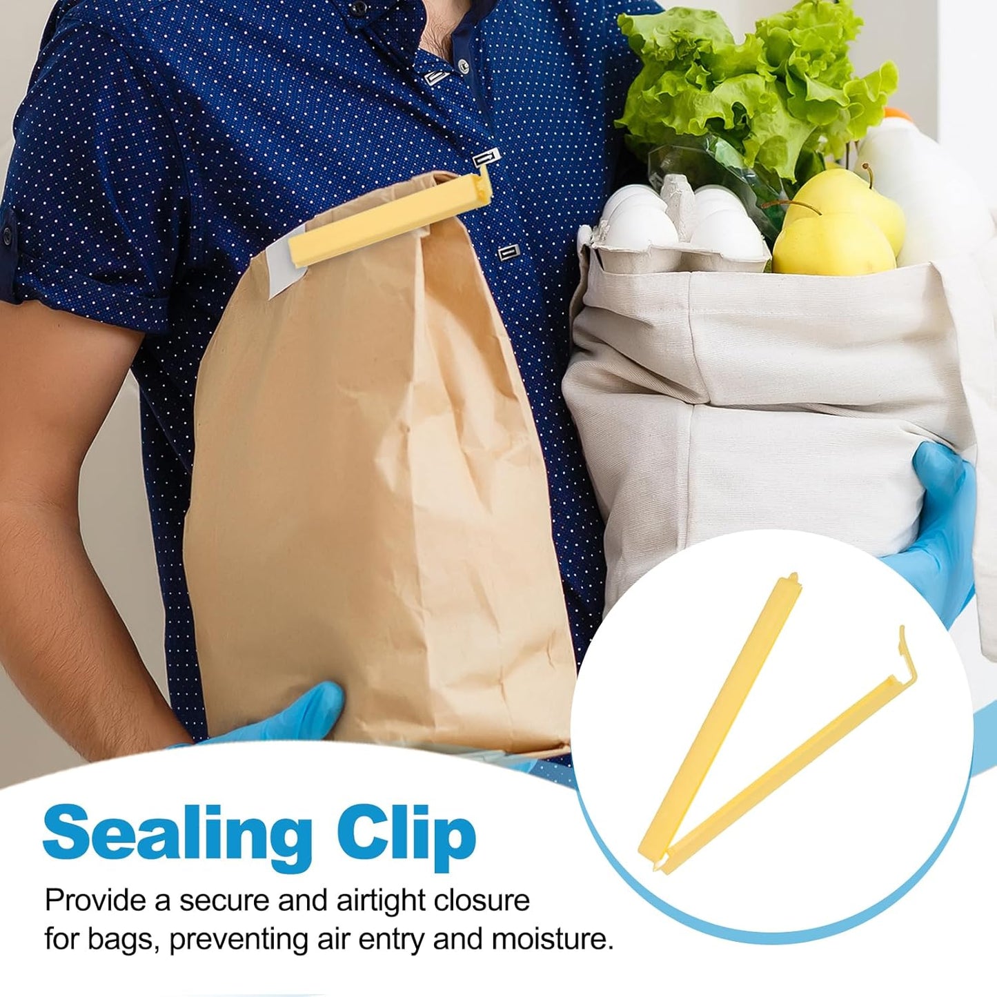 PATIKIL Sealing Clips 4.3 Inch, 10 Pack Reusable Plastic Bag Clip Clamp Sealer for Food Storage Snack Bag Home Kitchen, Yellow