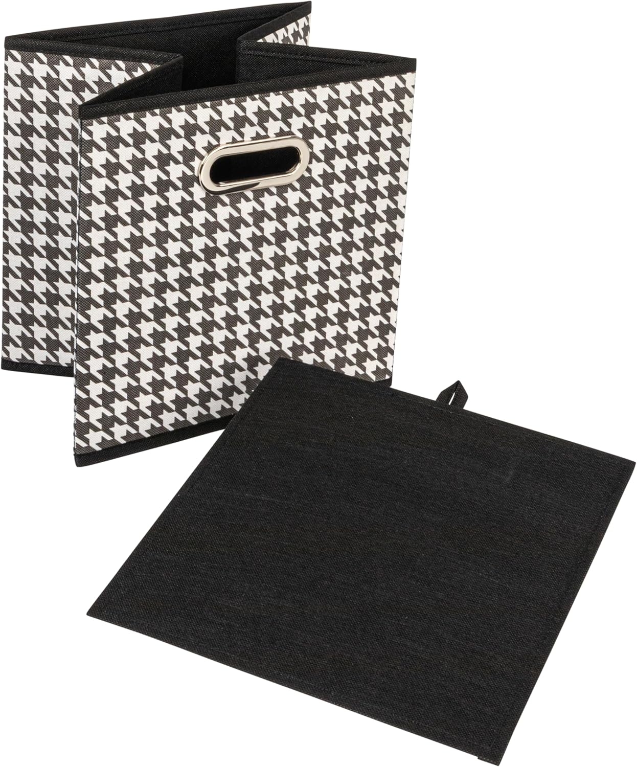 Household Essentials Fabric Storage Bins 6 Piece Set, Houndstooth White and Black