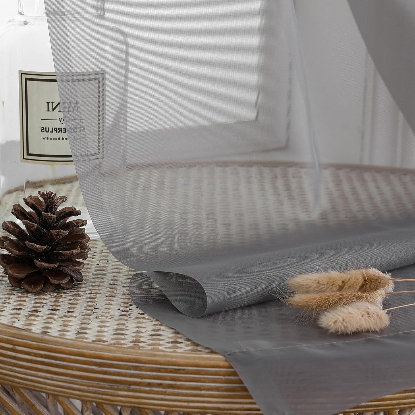 Chyhomenyc Extra Long Sheer Curtain Panels 96 Inches, 2 PCS, Voile Top Dual Rod Pockets Soft Touching Window Drapes Treatment for Children Room/Bedroom/Living Room/Hotel, 42W x 96L inch, Charcoal Grey