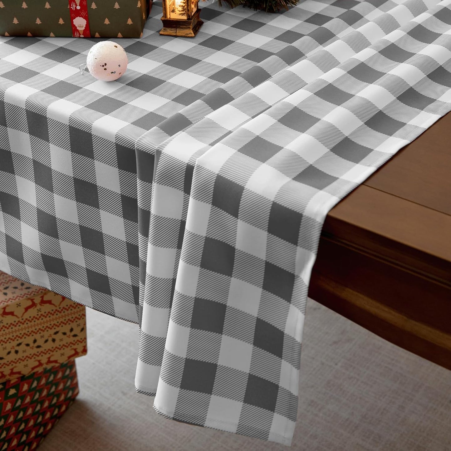 Waterproof Plaid Tablecloth Fabric - Oblong 52x70 Inch Classic Buffalo Tartan Table Cloth for Indoor/Outdoor Use - Washable Tabletop Cover for Dinner, BBQs, and Parties