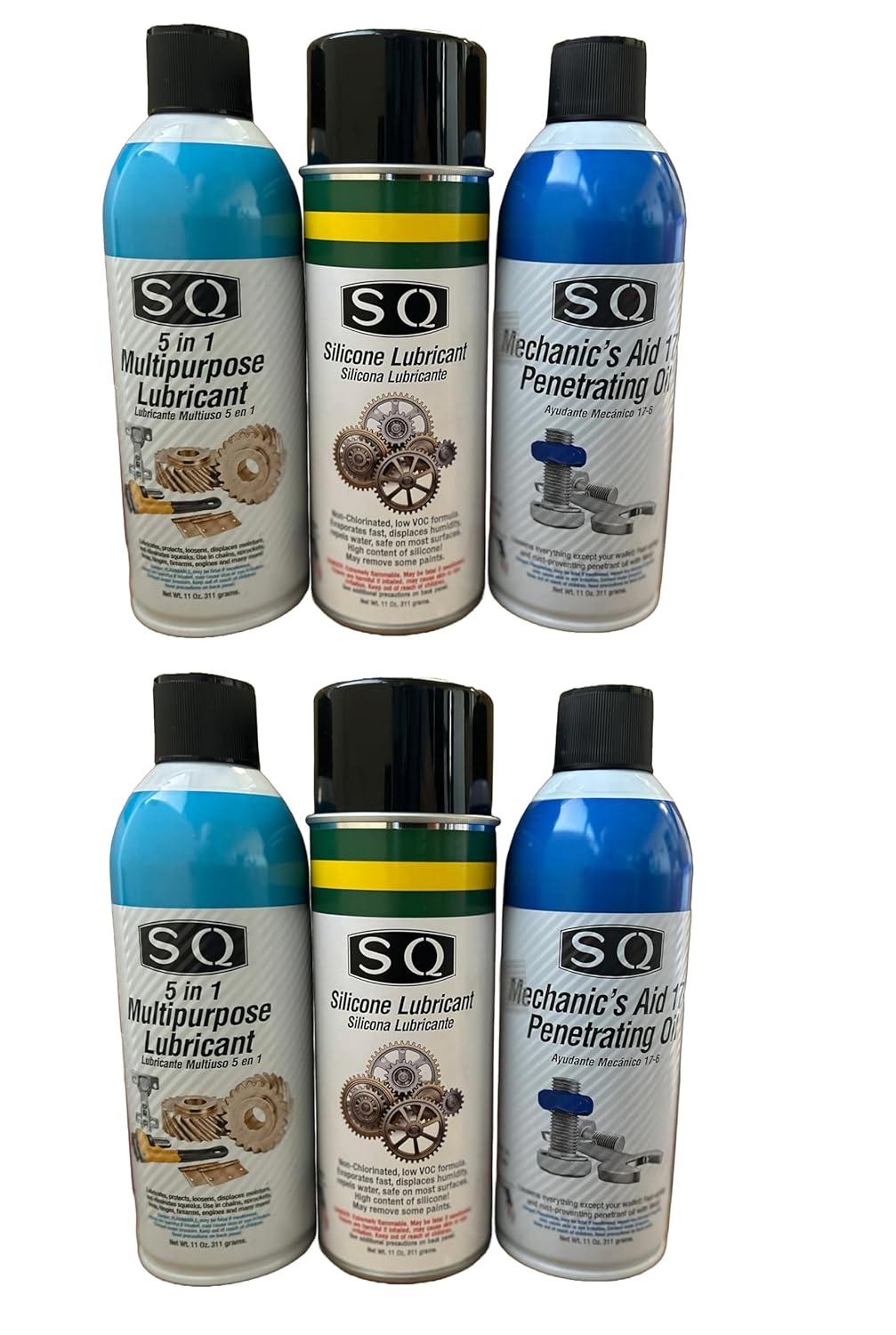 SQ Lubricant Combo, SQ Mechanic's Aid 17-6 Penetrating Catalist, 5 in 1 Multipurpose Lubricant, Silicone Lubricant Heavy Duty (2)