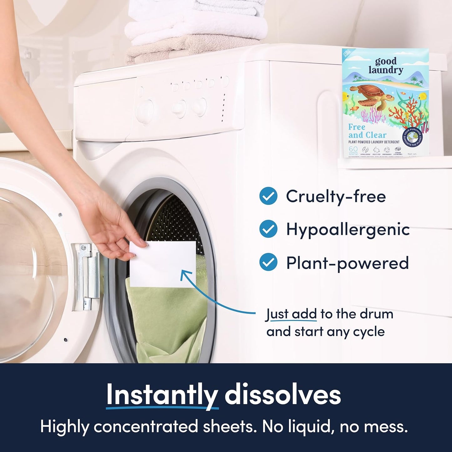 Good Laundry Detergent Sheets Unscented, & Dryer Sheet Bundle - No Plastic Jugs, Eco-Friendly, Zero Harsh Chemicals, Hypoallergenic - Based in the USA