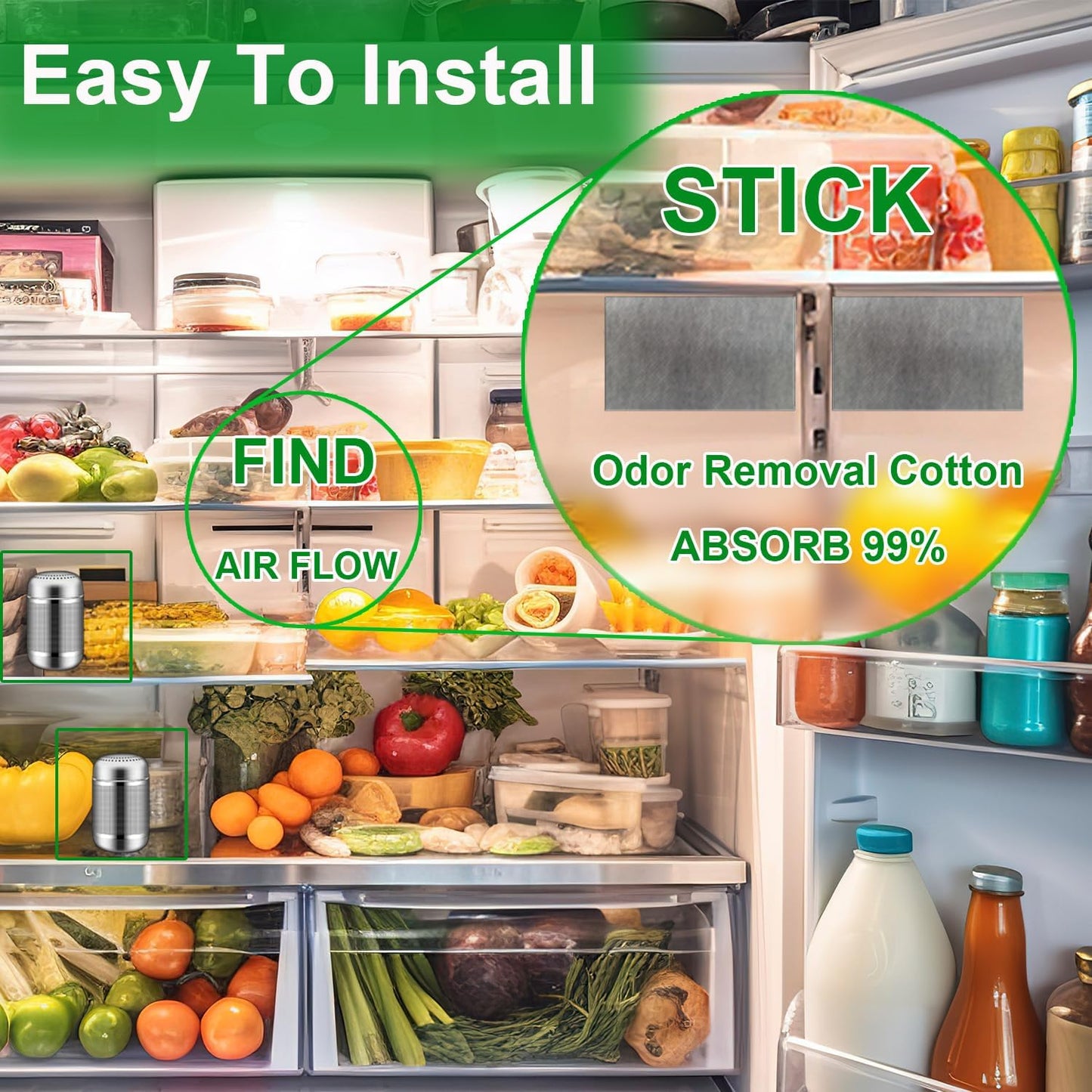 Refrigerator Deodorizer Refrigerator Odor Eliminator Fridge Deodorizer Compact Size Potable Deodorizer Odor Eliminator Lasts for 10 Years