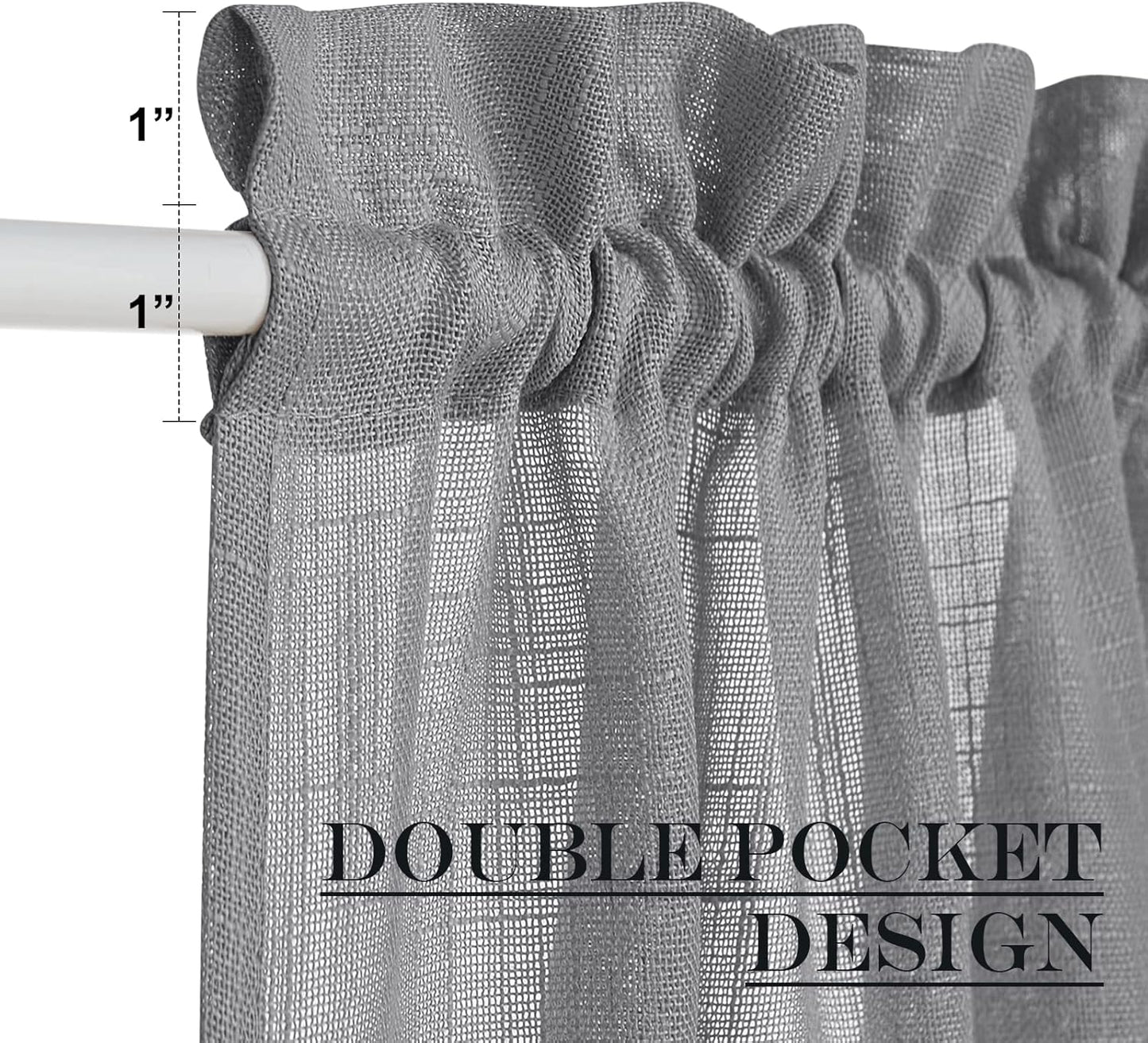 NICETOWN Sidelight Curtain for Front Door - French Door Curtain Sheer French Panel with Tieback Linen Textured Window Cover (Dark Grey, 30 inches Wide x 72 inches Long, 1 Piece)