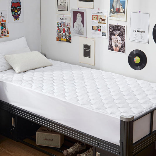 GRT Twin XL Mattress Protector Waterproof, 100% Waterproof Quilted Fitted Mattress Pad, Noiseless Hollow Cotton Mattress Cover, fits up to 18" Deep, Dust Proof White