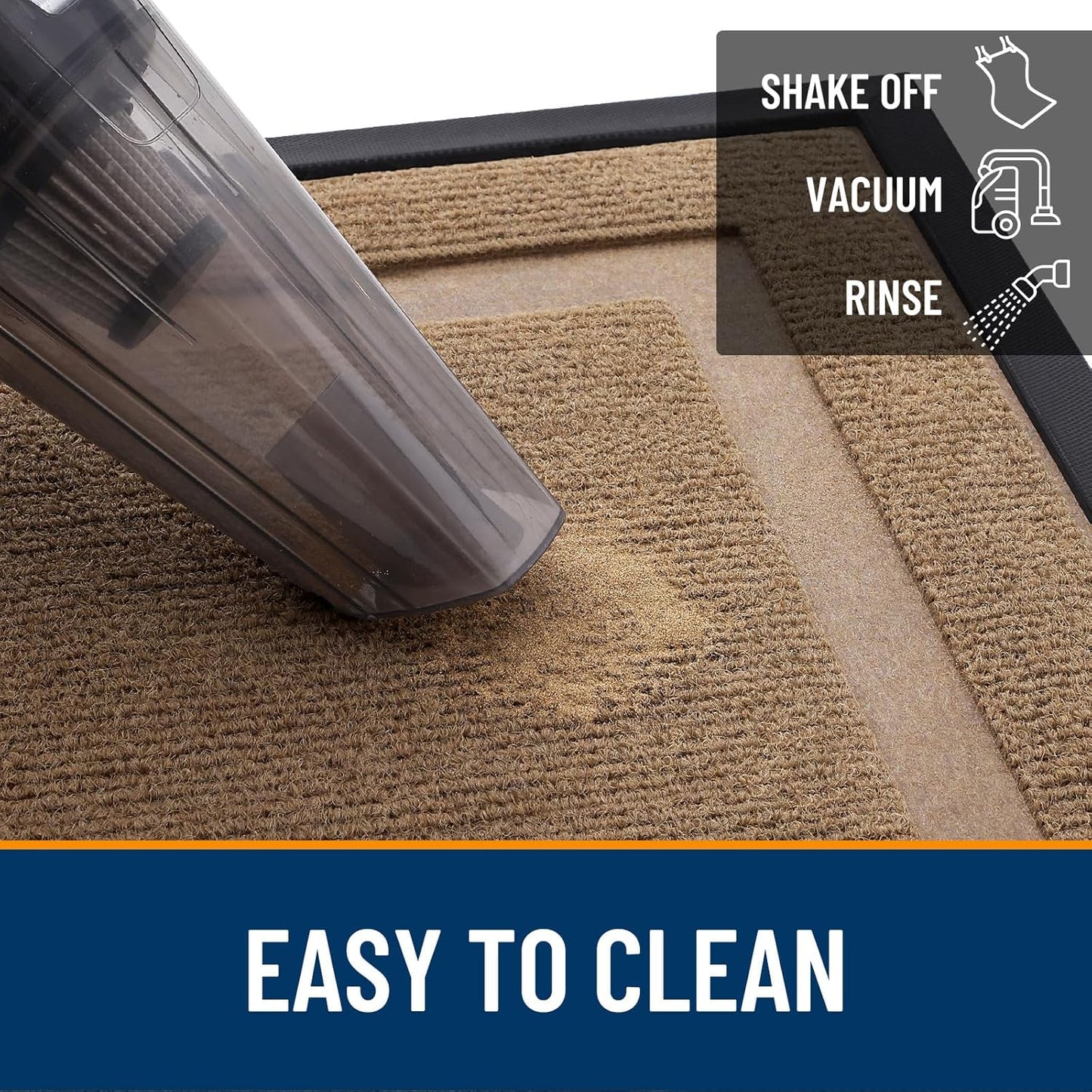 OLANLY Front Door Mat Indoor Outdoor Entrance, Waterproof All-Season, All-Weather Doormat, Sturdy Natural Rubber, Fade Resistant, Low Profile, Easy Clean Patio Porch Entryway Mat, 59x23, Light Borwn