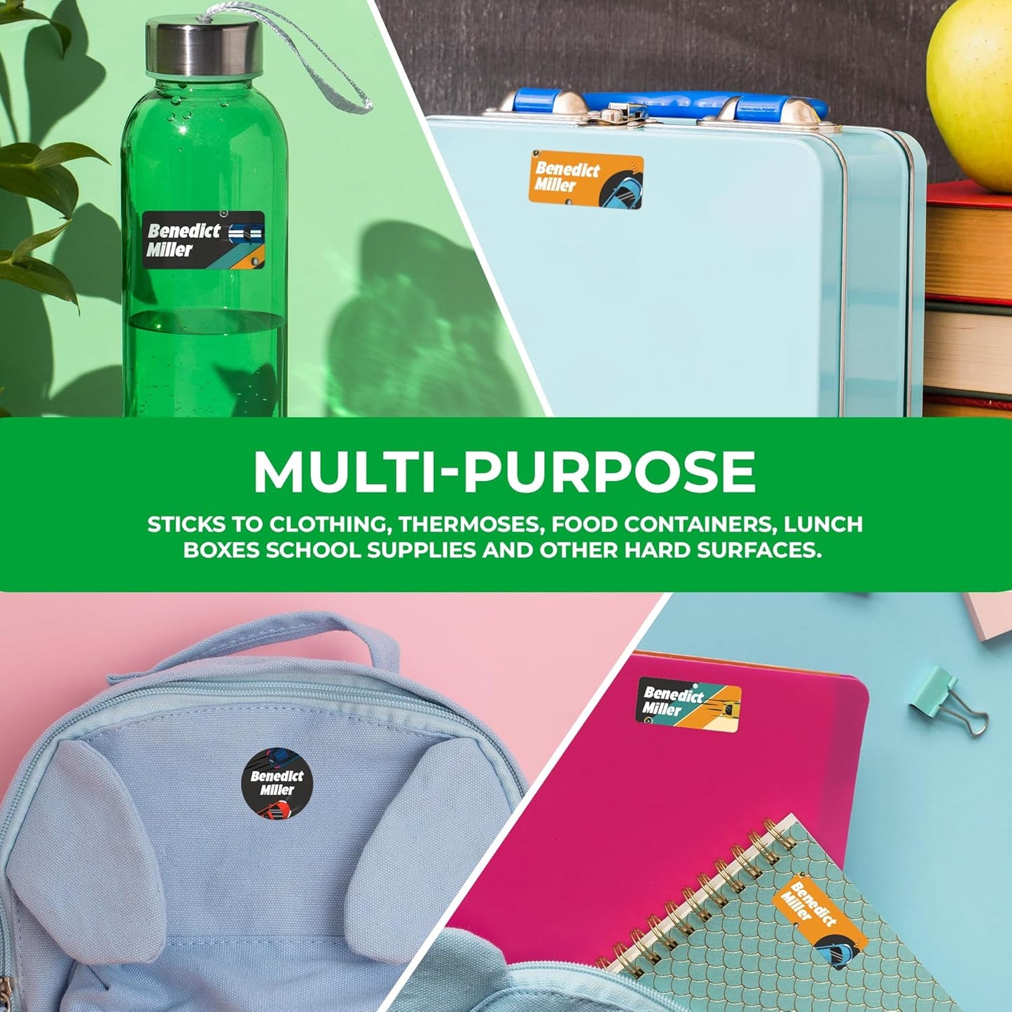 Personalized Name Tag Stickers for Kids (130+ Pack) | Car Waterproof Labels for School Supplies, Bottles & Lunch Boxes | Custom Vinyl Name Labels for Clothing, Toys & More (E. Cars)