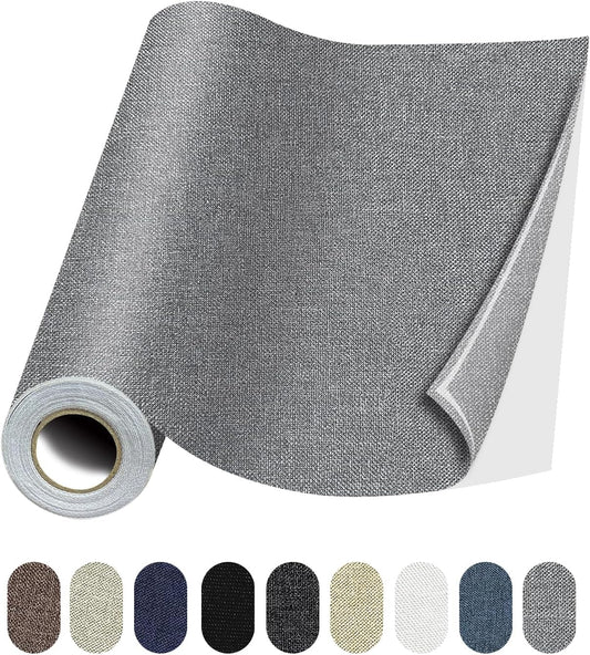 Fabric Repair Patches, Linen Repair Tape Self-Adhesive Fabric Patches Durable, DIY Large Linen Tape for Sofa, Couches, Furniture, Chair, Clothing （3.5X79 Inch, Grey）