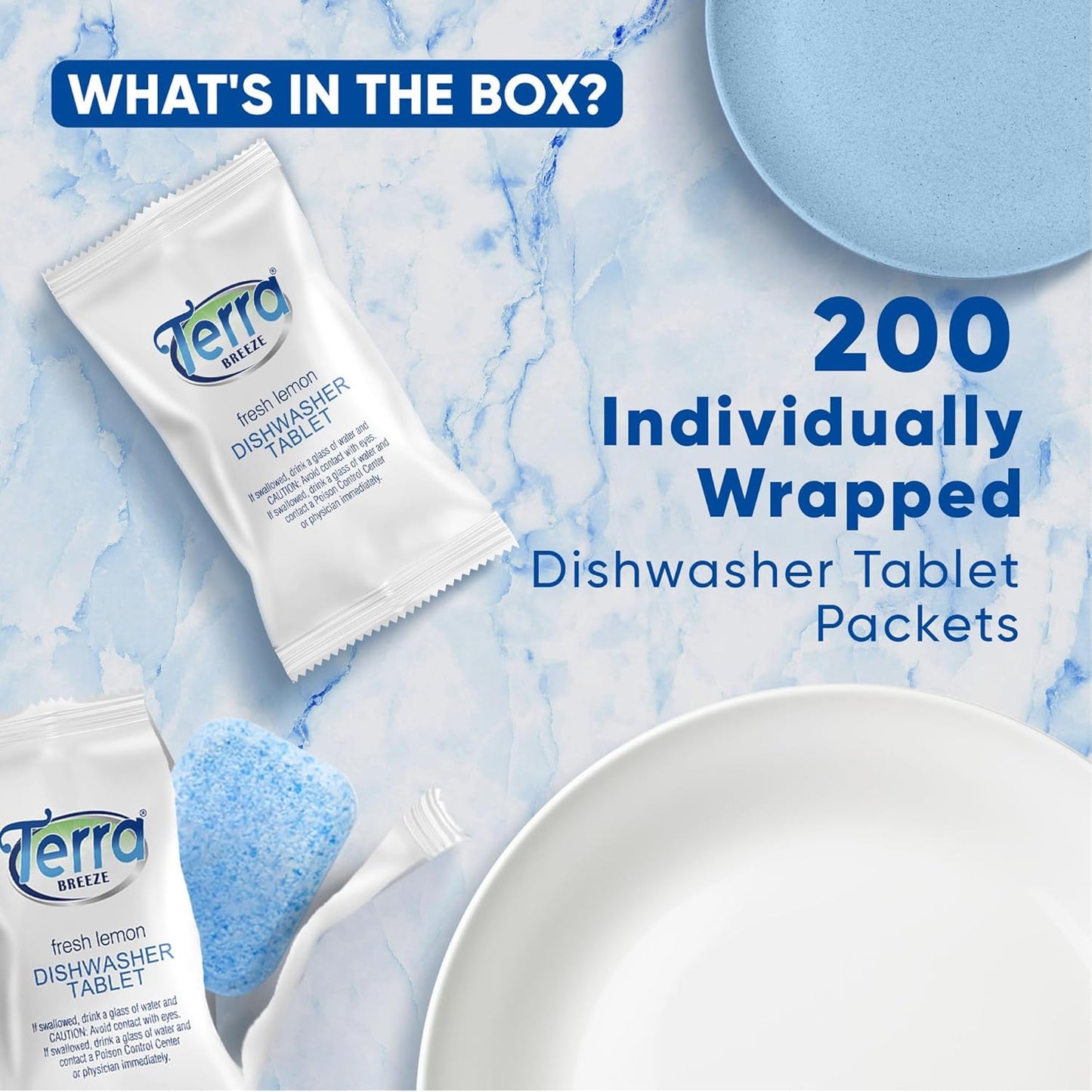 Individually Wrapped Dishwasher Tablets | Dishwasher Detergent | Dish Soap Pods | Fresh Lemon Scent | Deep Clean for Dishes | 200 Count Bulk for Vacation Rentals and Extended Stay Hotels