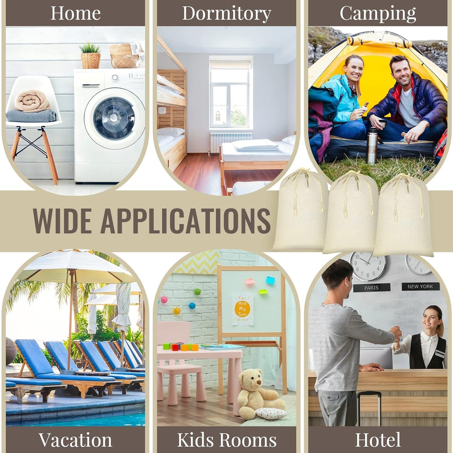 4 Pieces 28" x 36" Canvas Laundry Bags Bulk Large Cotton Laundry with Drawstring Heavy Duty Hamper Liner Washable Dirty Clothes Santa Bag for Travel Household