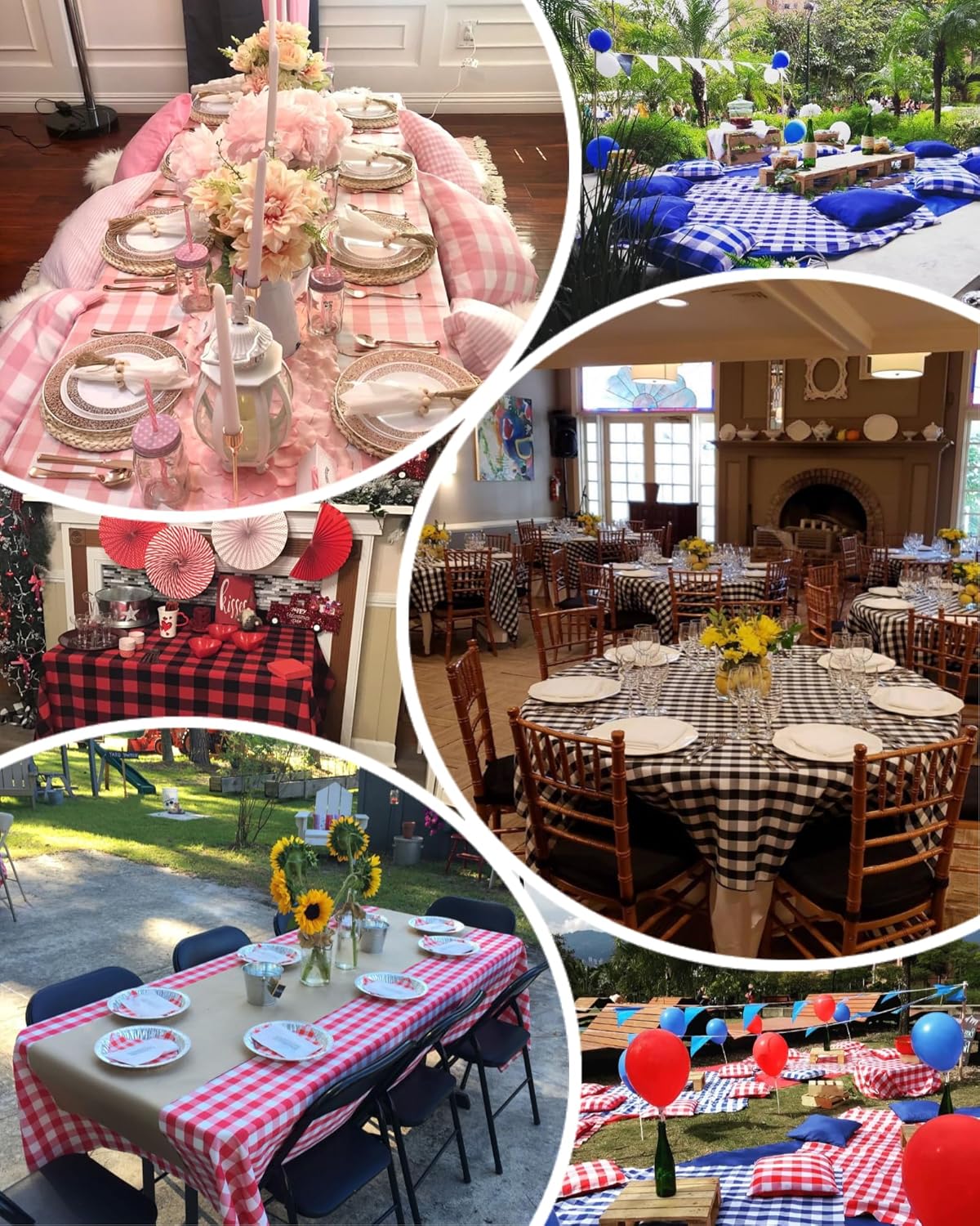 Classic Gingham Buffalo Tablecloth Fabric - Oblong 90x156 Inch Water Proof Checkered Table Cloth for Indoor Outdoor - Table Cover for Birthday, Picnics, BBQs, and Parties