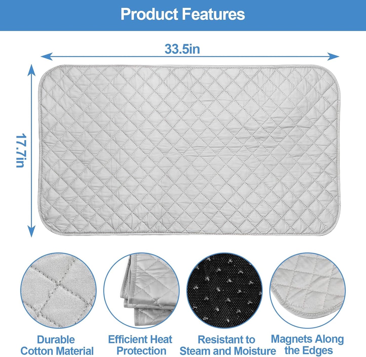 Magnetic Ironing Mat Blanket,Foldable Ironing Mat Portable Board,Iron Board Alternative Cover,Portable Cover,Ironing Mat for Table Top