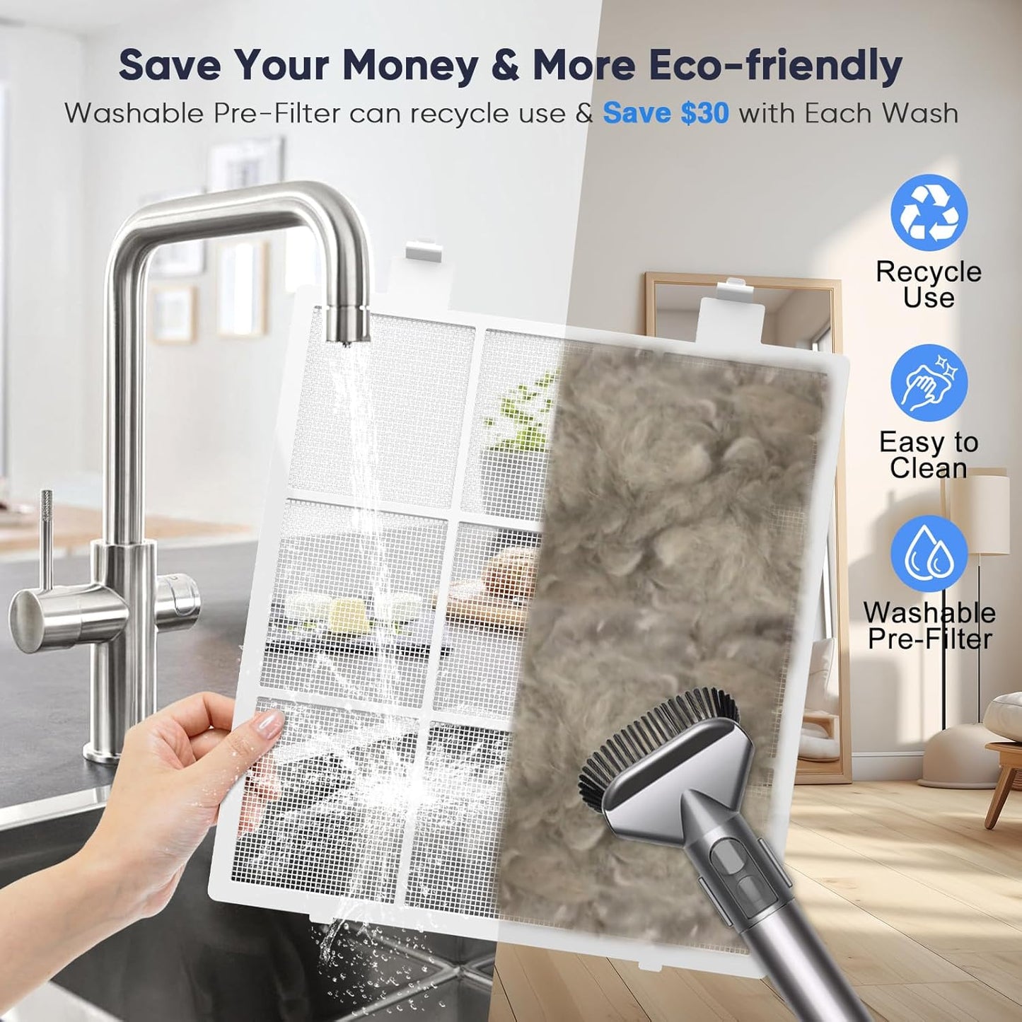 Smart Wifi Air Purifiers for Home Large Room Up to 3000 Ft², DAYETTE Air Cleaner with Washable Filters, Air Quality Monitor, 4 Fan & 22 dB Sleep Mode for Bedroom Living Room