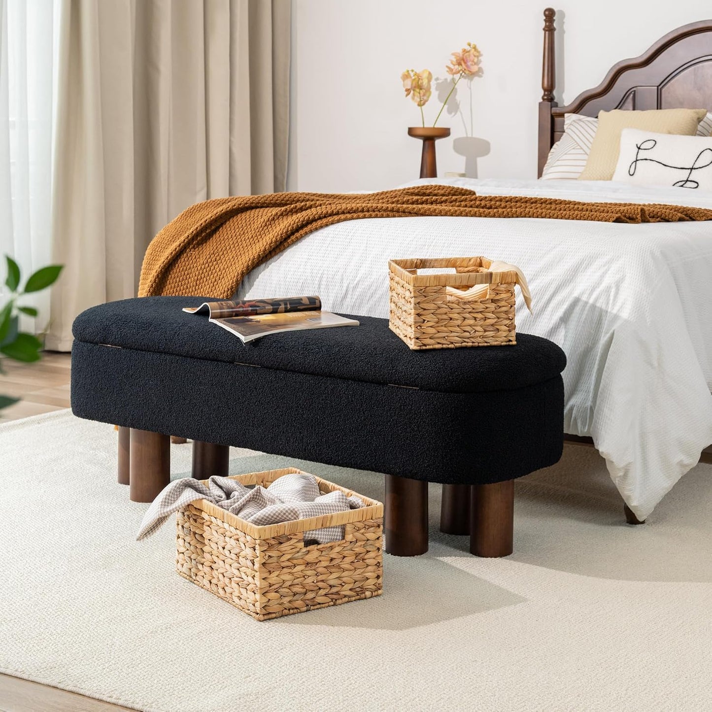 StorageWorks Wicker Storage Baskets, Large and Small Baskets, Handwoven Water Hyacinth Basket for Organizing, Decorative Organizers with Built-in Handles, Set of 2