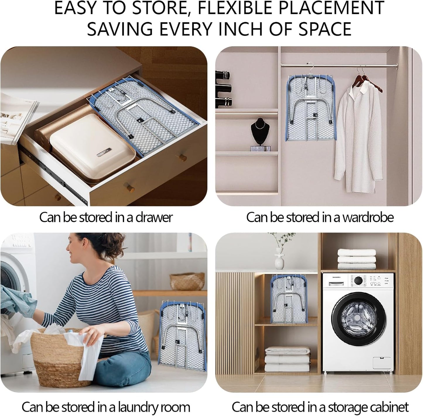 Metal Foldable Tabletop Ironing Board with Iron Rest, Portable Ironing Board Small with Heat Resistant Cotton Cover, Mini Iron Board for Small Space and Travel, 31"x12",Blue