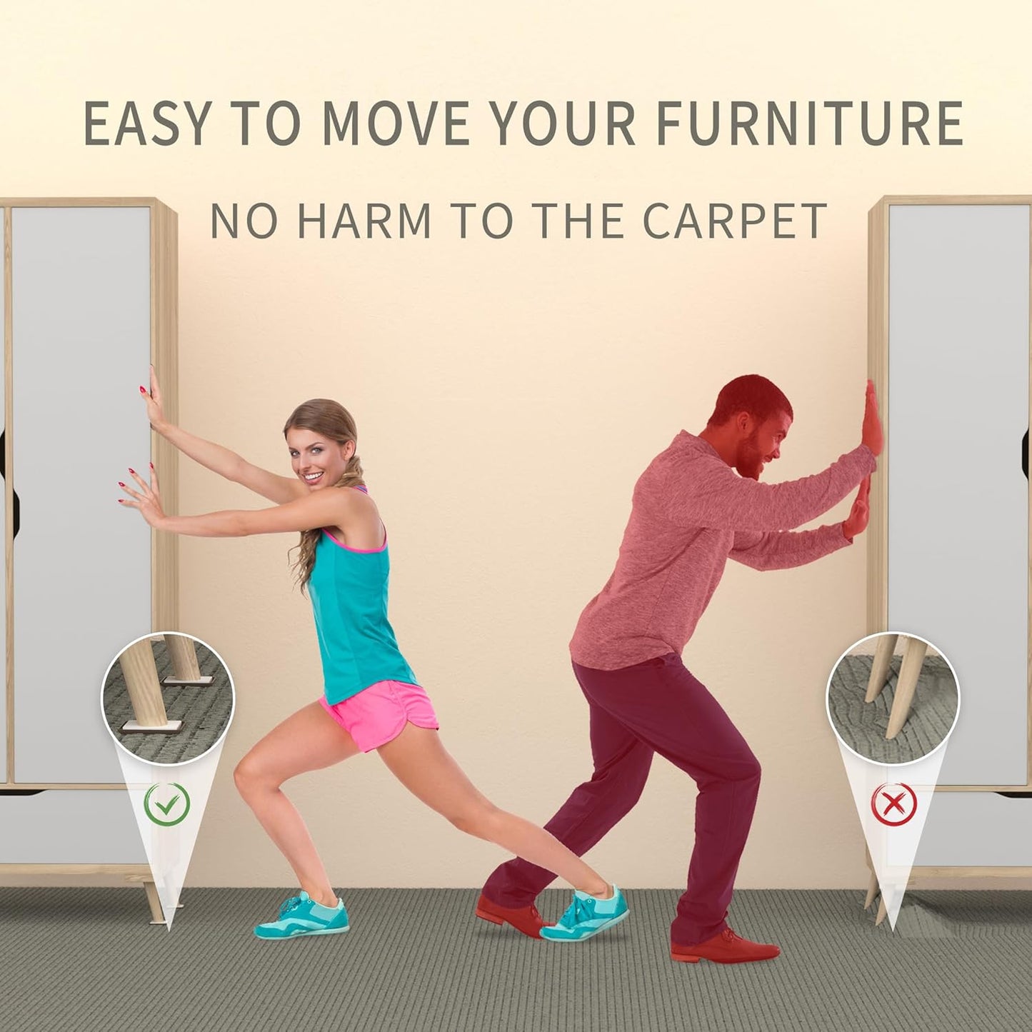 Yelanon Square Furniture Sliders – 20 PCS 2.5" Floor Protectors for Furniture – Strong Furniture Movers Sliders – Protects Floors from Scratches