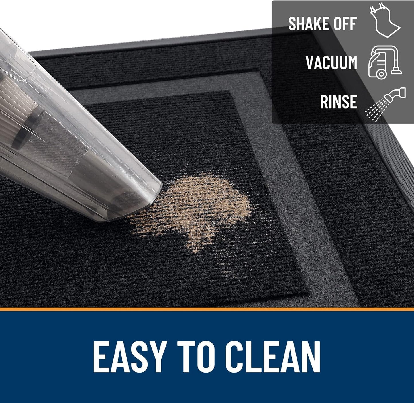 OLANLY Front Door Mat Indoor Outdoor Entrance, Waterproof All-Season, All-Weather Doormat, Sturdy Natural Rubber, Fade Resistant, Low Profile, Easy Clean Patio Porch Entryway Mat, 59x30, Black