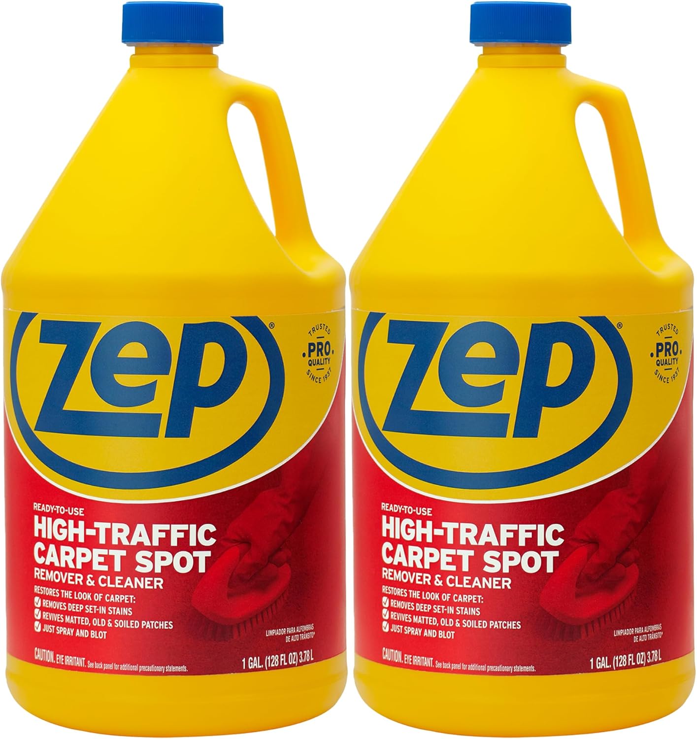 Zep High Traffic Carpet Cleaner - 1 Gallon (Case of 2) ZUHTC128 - Penetrating Formula Removes Deep Stains; Making High-Traffic Areas Look New Again